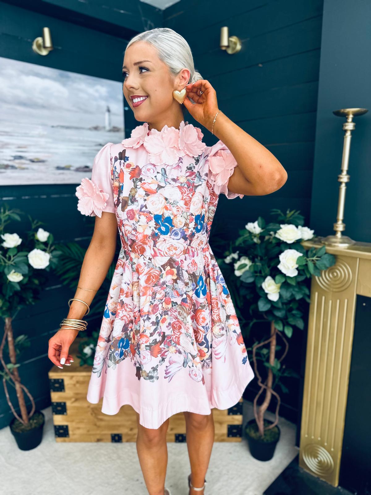 Diana Embellished Occasion Mini Dress Pink