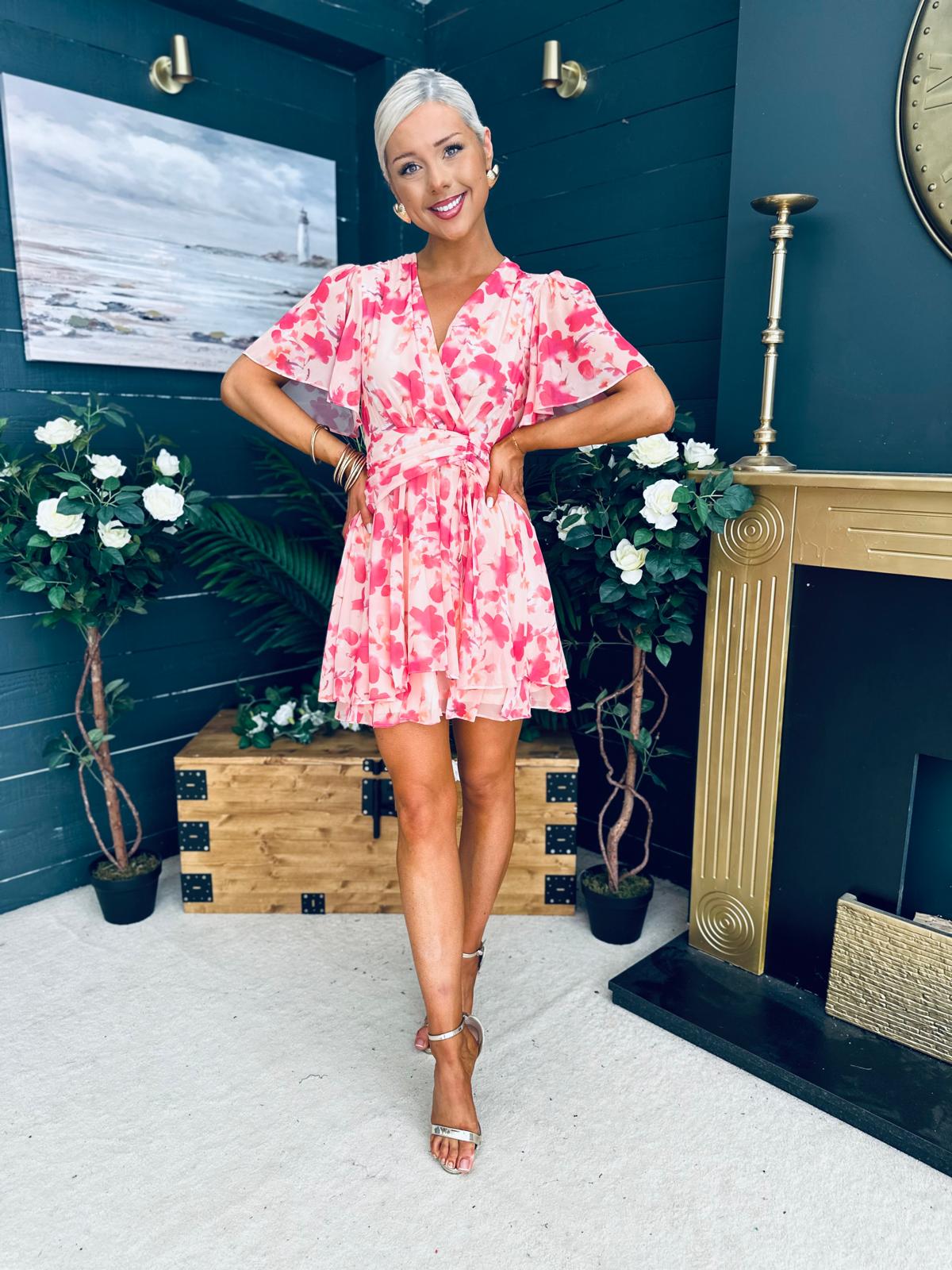 Ella-May Banded Mini Dress Peach