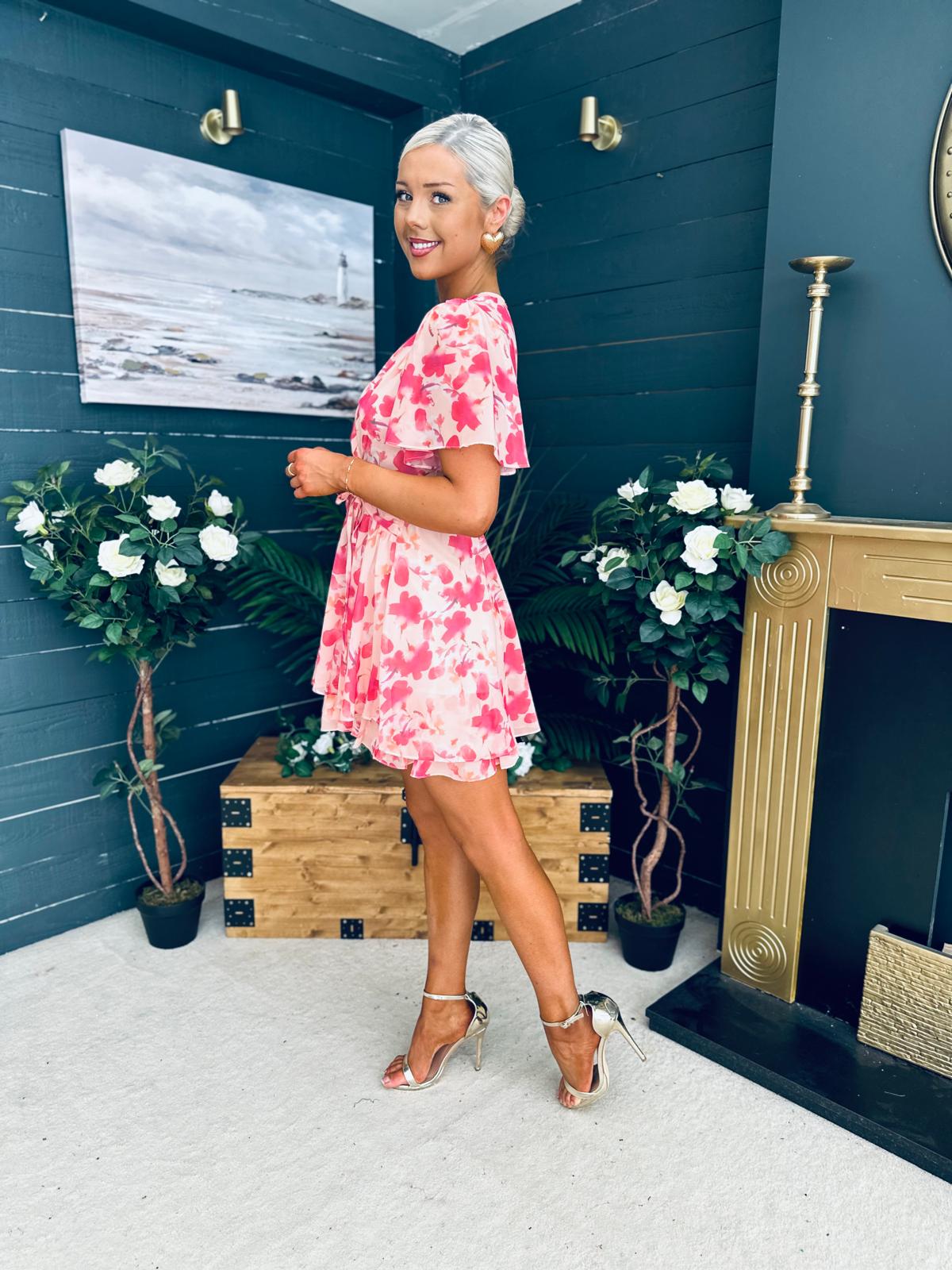 Ella-May Banded Mini Dress Peach