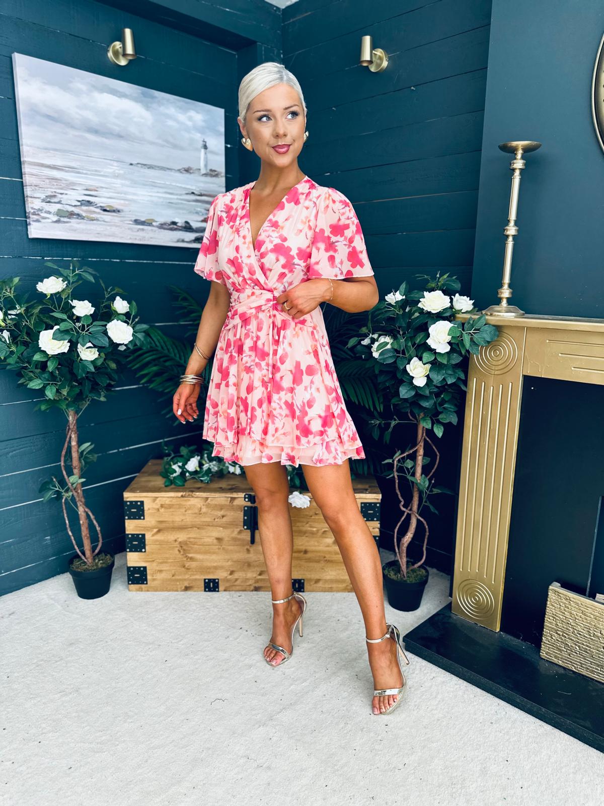 Ella-May Banded Mini Dress Peach