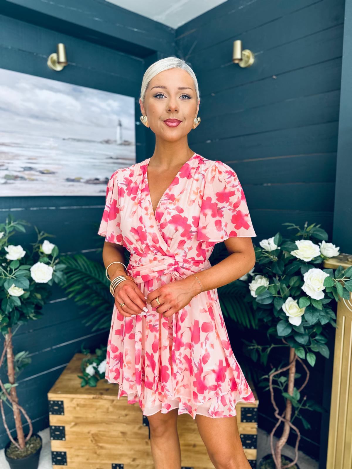 Ella-May Banded Mini Dress Peach