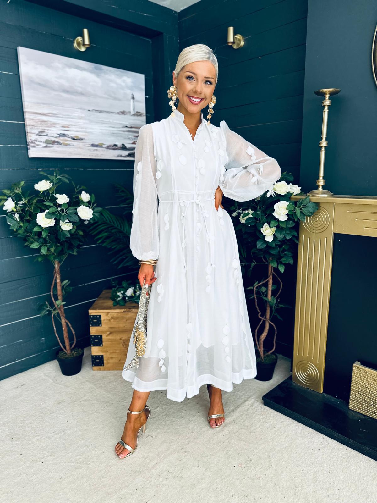 Nicola Embellished Occasion Dress White