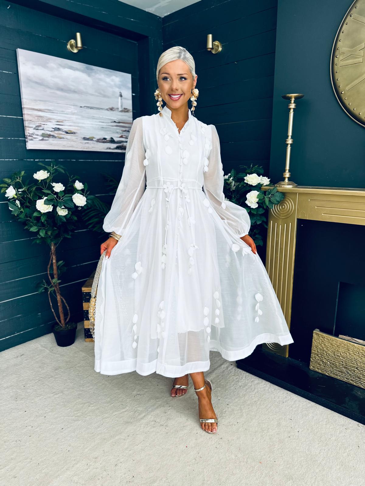 Nicola Embellished Occasion Dress White