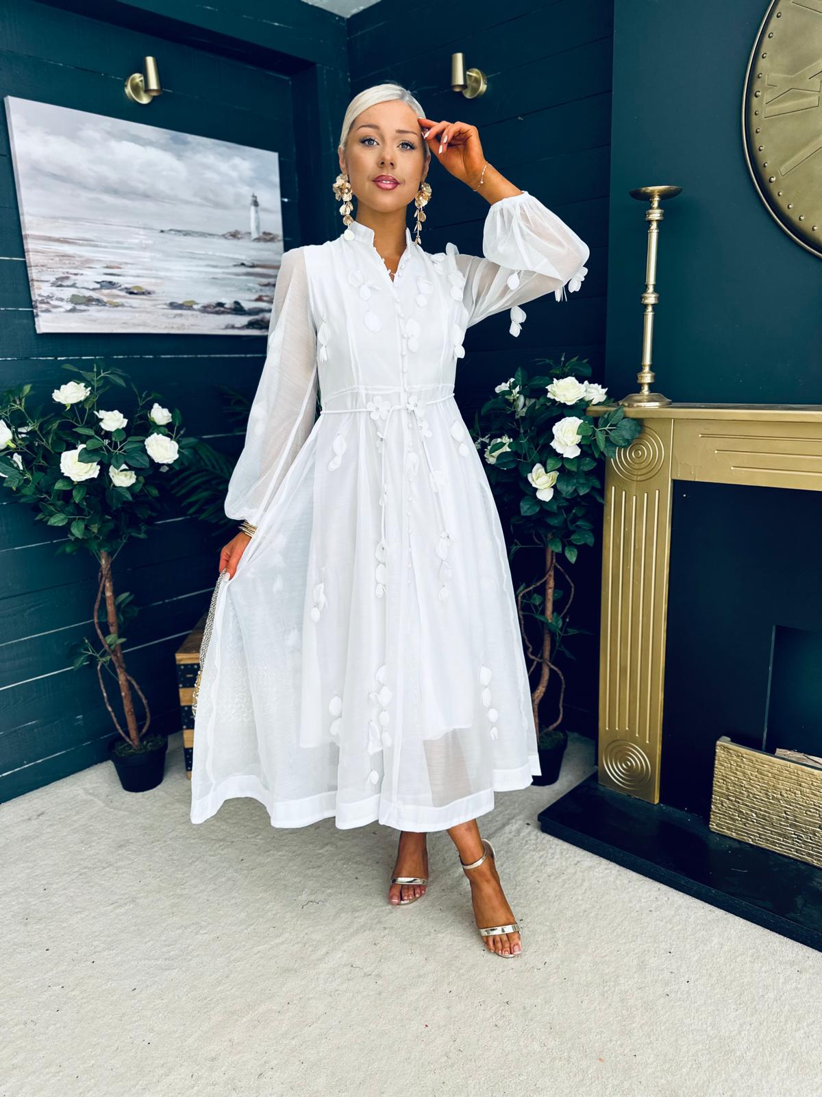 Nicola Embellished Occasion Dress White
