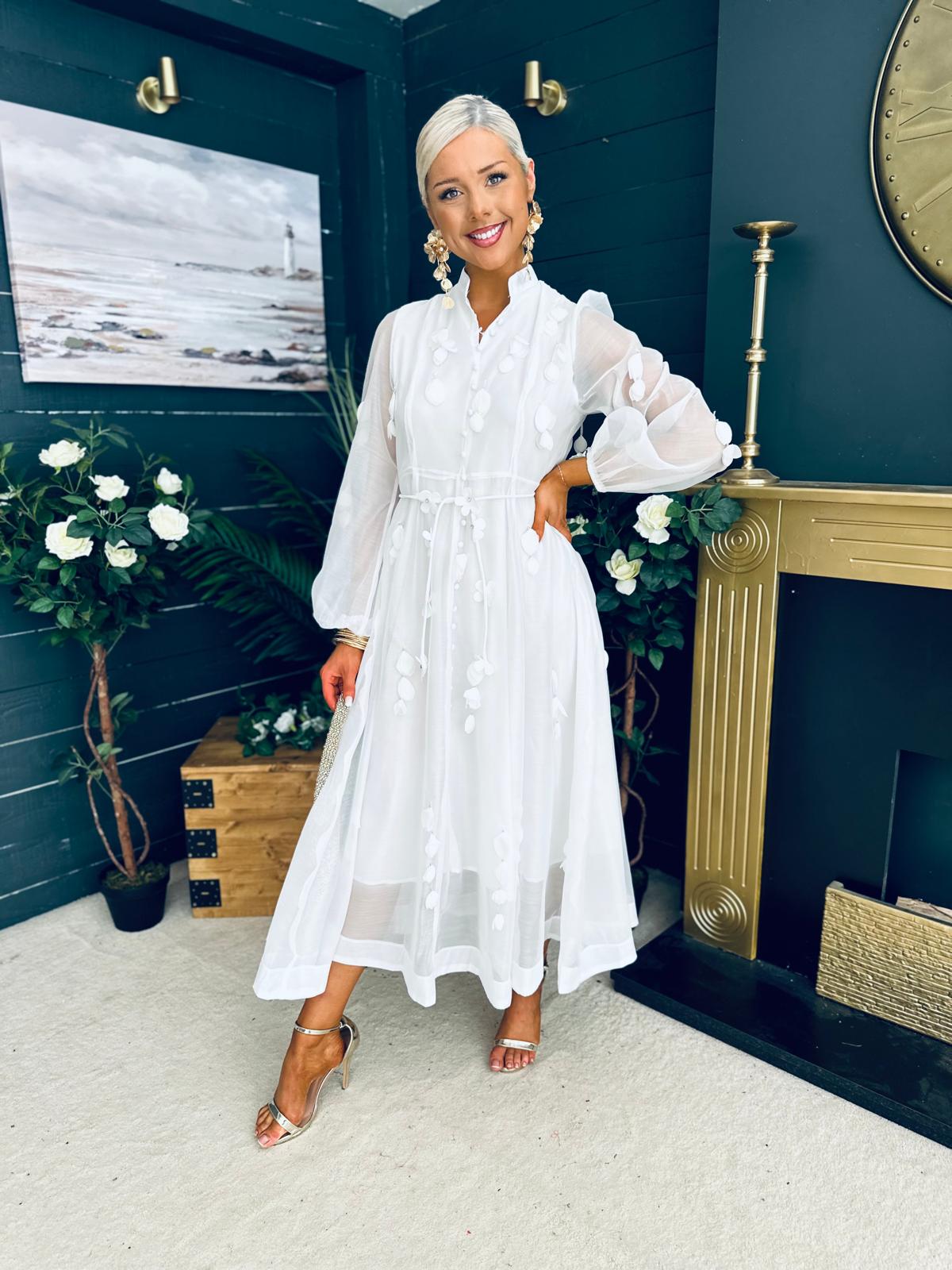 Nicola Embellished Occasion Dress White