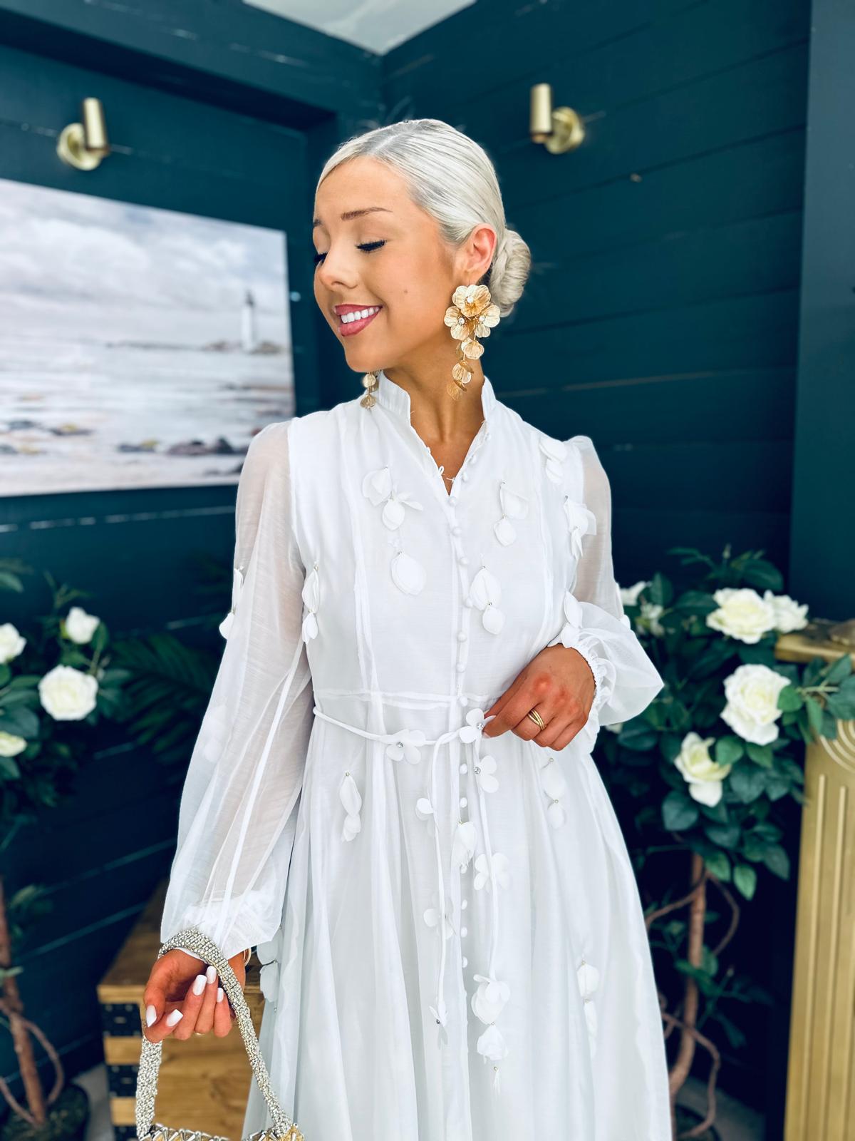 Nicola Embellished Occasion Dress White