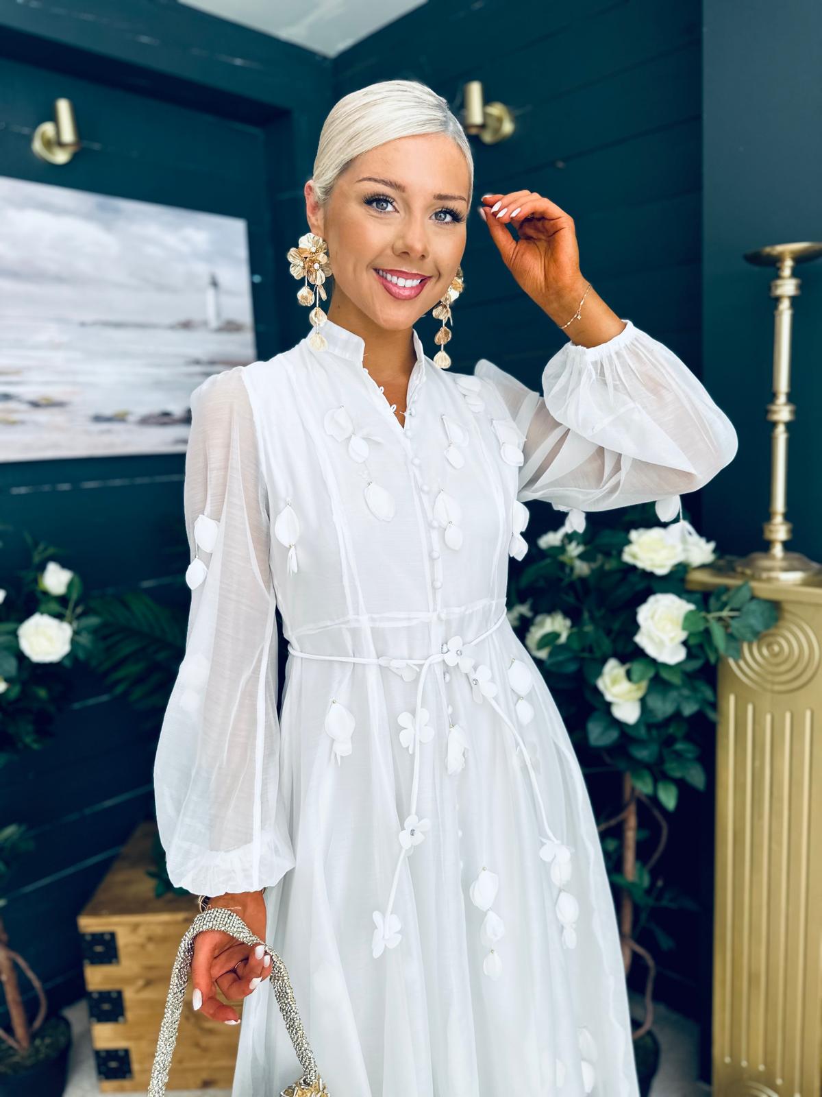 Nicola Embellished Occasion Dress White