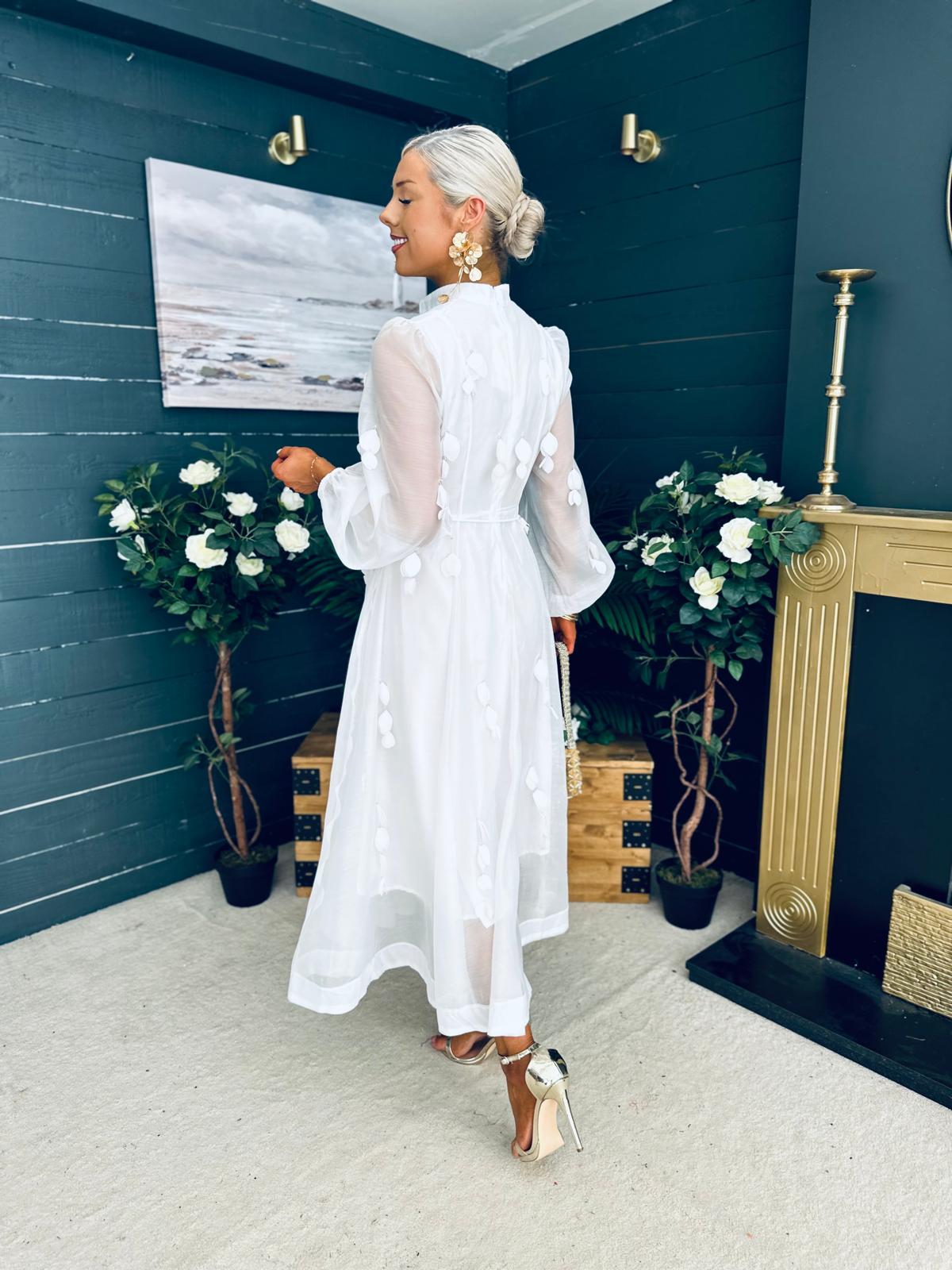 Nicola Embellished Occasion Dress White