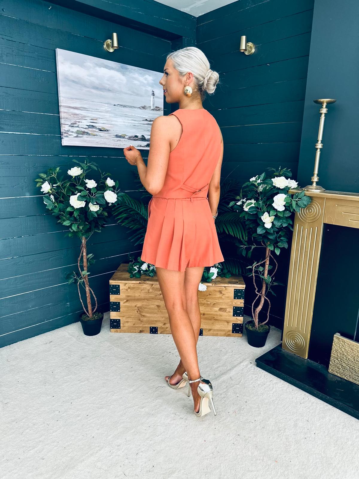 Teddie Waistcoat And Skort Set Coral