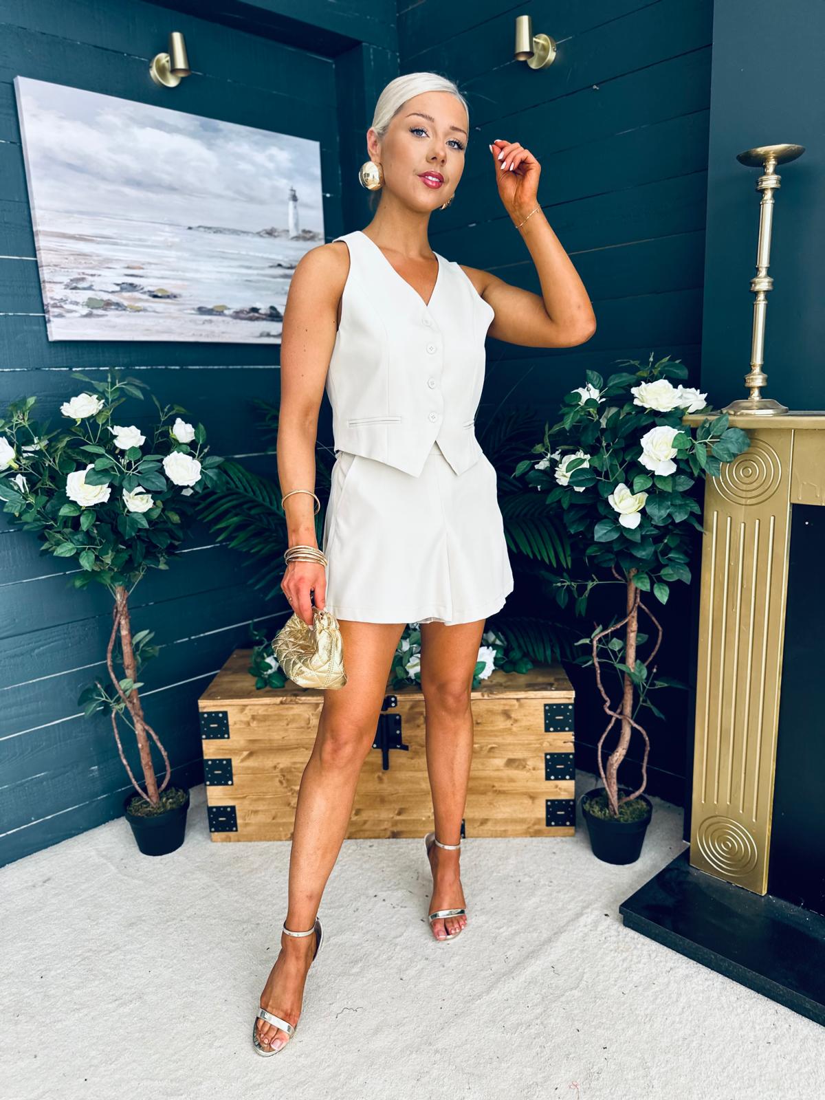 Teddie Waistcoat And Skort Set Almond