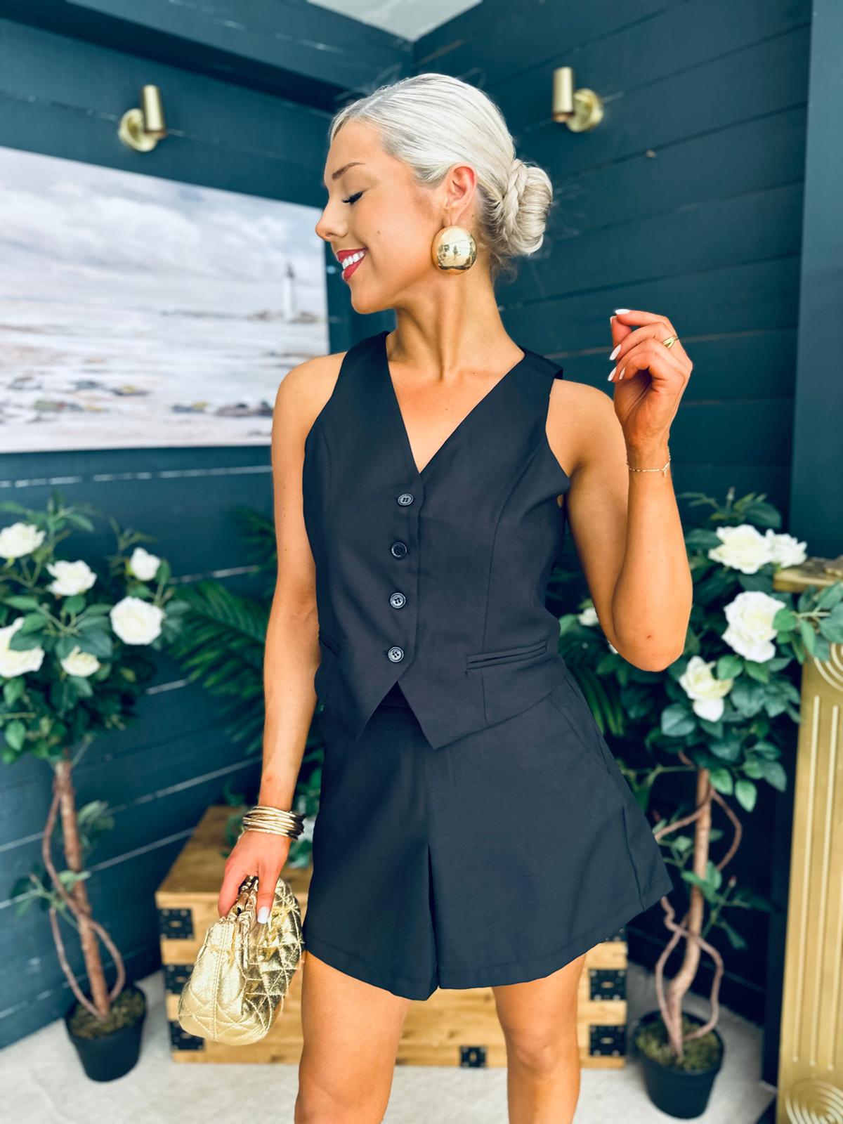 Teddie Waistcoat And Skort Set Black