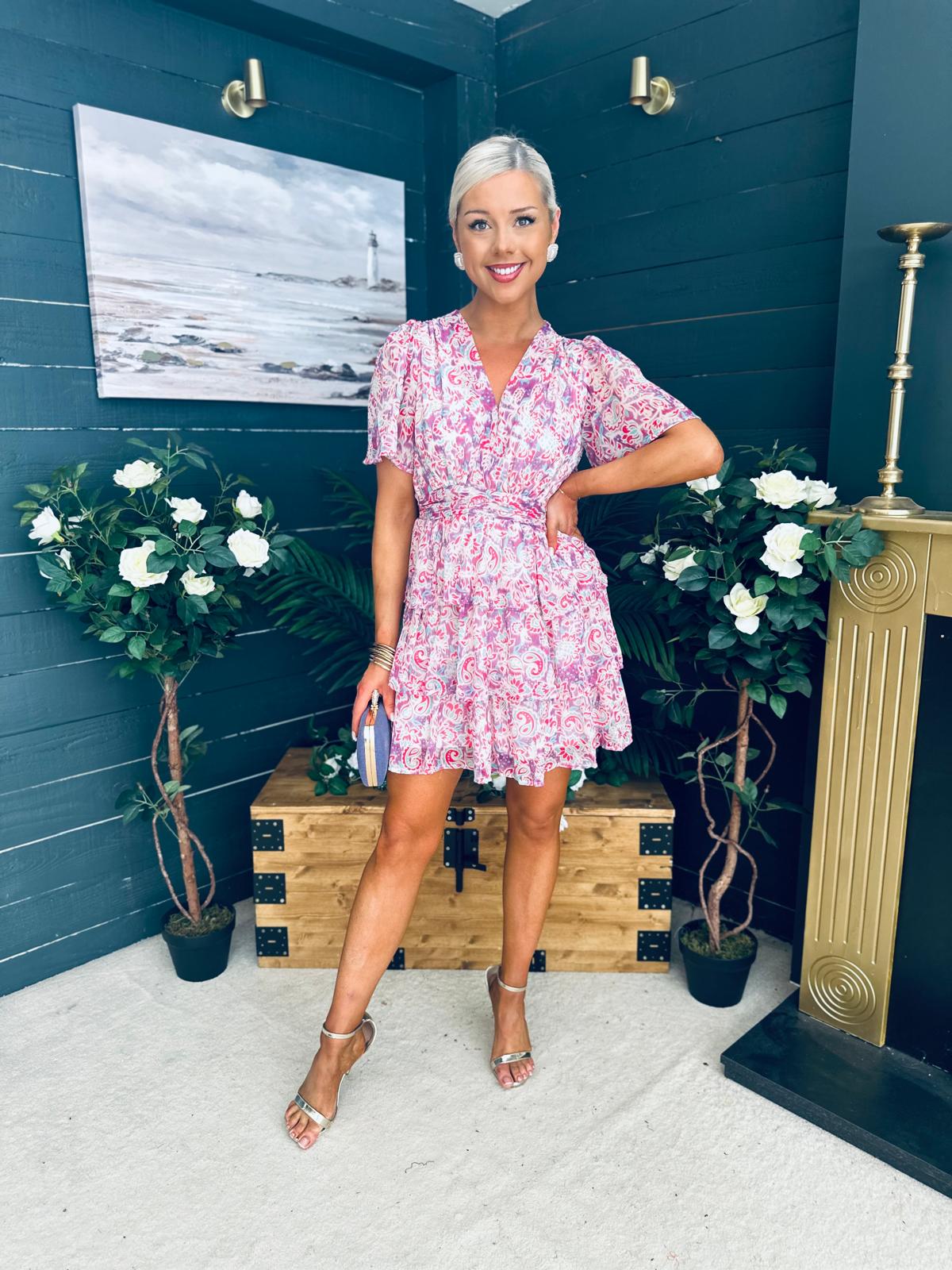 June Banded Mini Dress Paisley Purple
