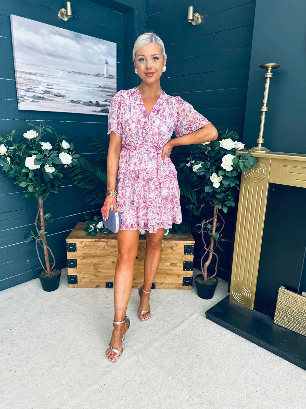 June Banded Mini Dress Paisley Purple