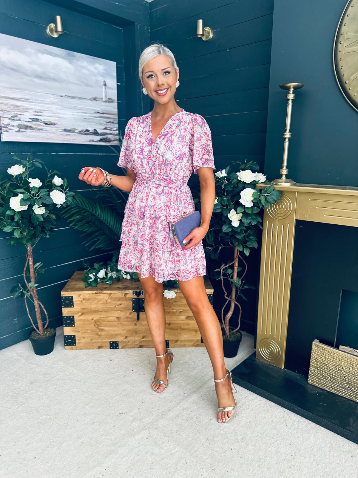 June Banded Mini Dress Paisley Purple