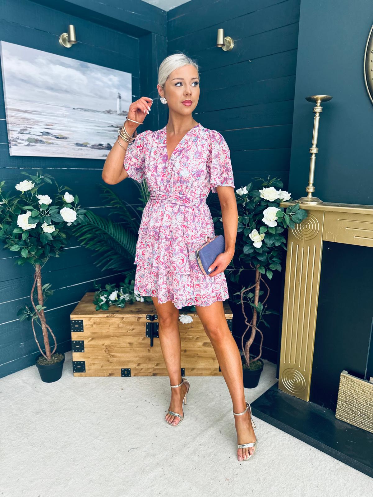 June Banded Mini Dress Paisley Purple