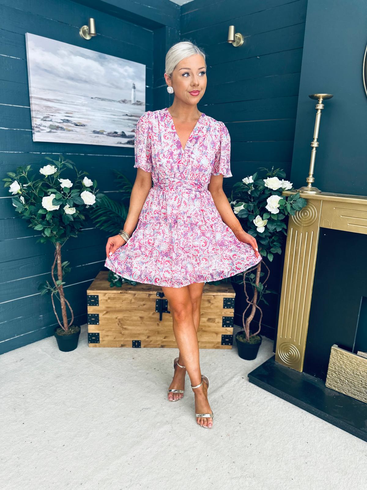 June Banded Mini Dress Paisley Purple