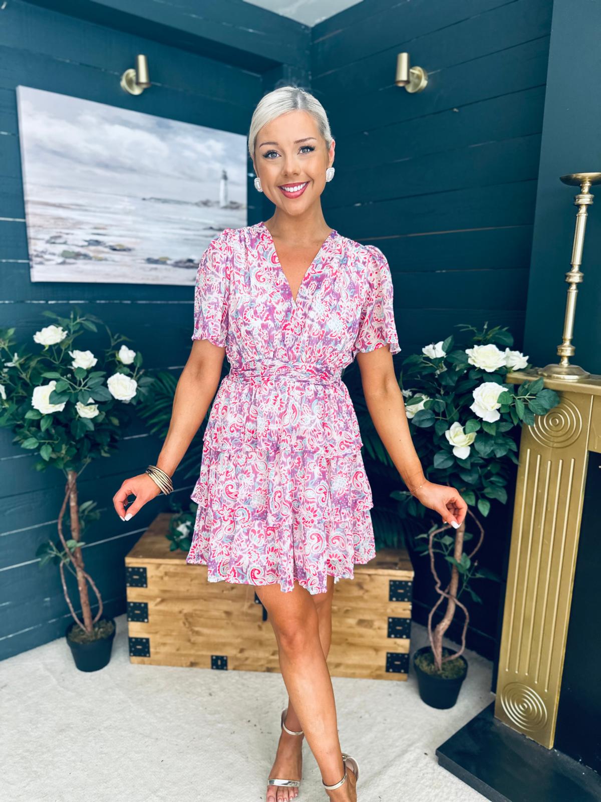 June Banded Mini Dress Paisley Purple