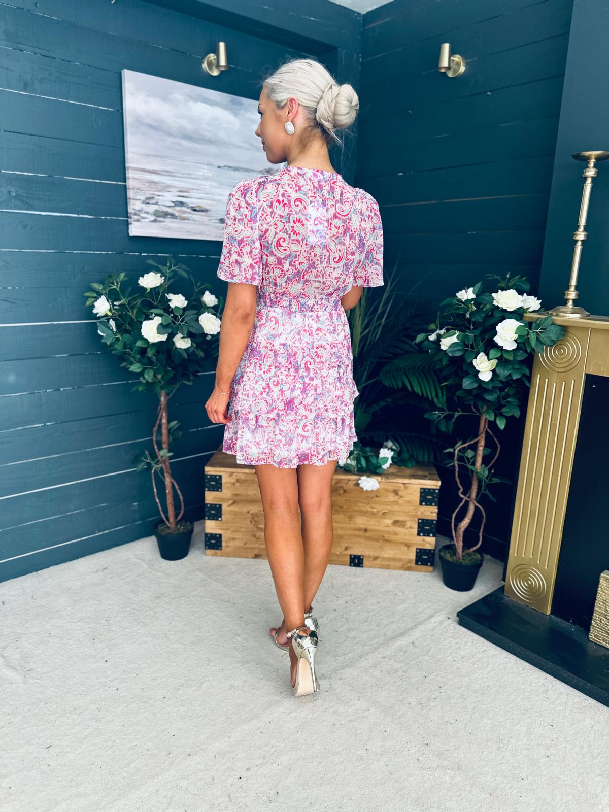 June Banded Mini Dress Paisley Purple
