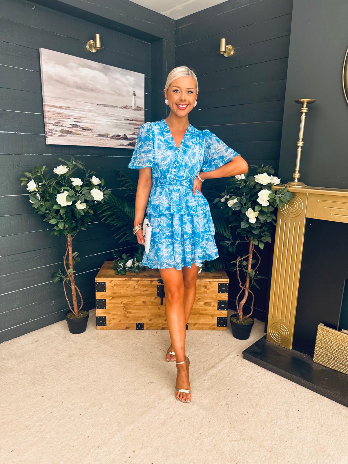 Landi Tiered Mini Dress Splash Blue