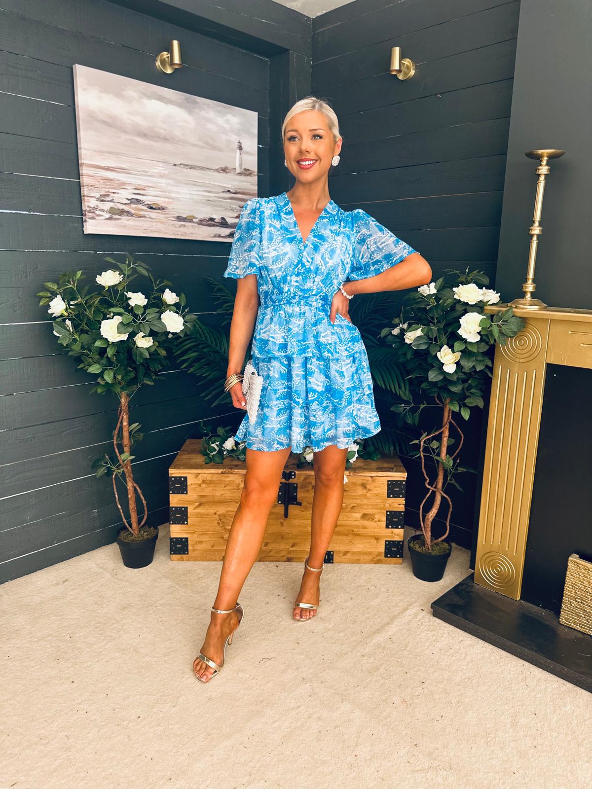 Landi Tiered Mini Dress Splash Blue