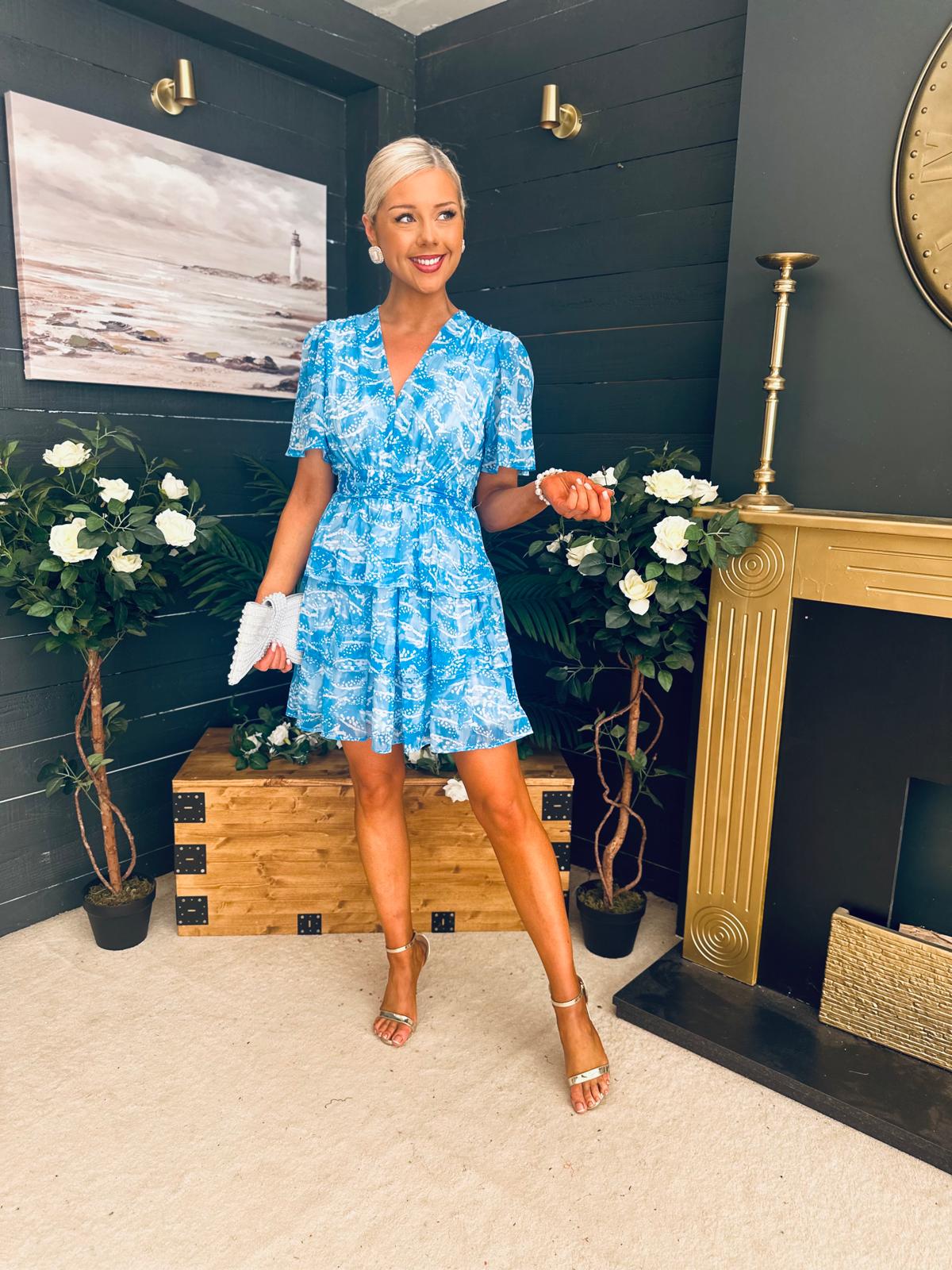 Landi Tiered Mini Dress Splash Blue