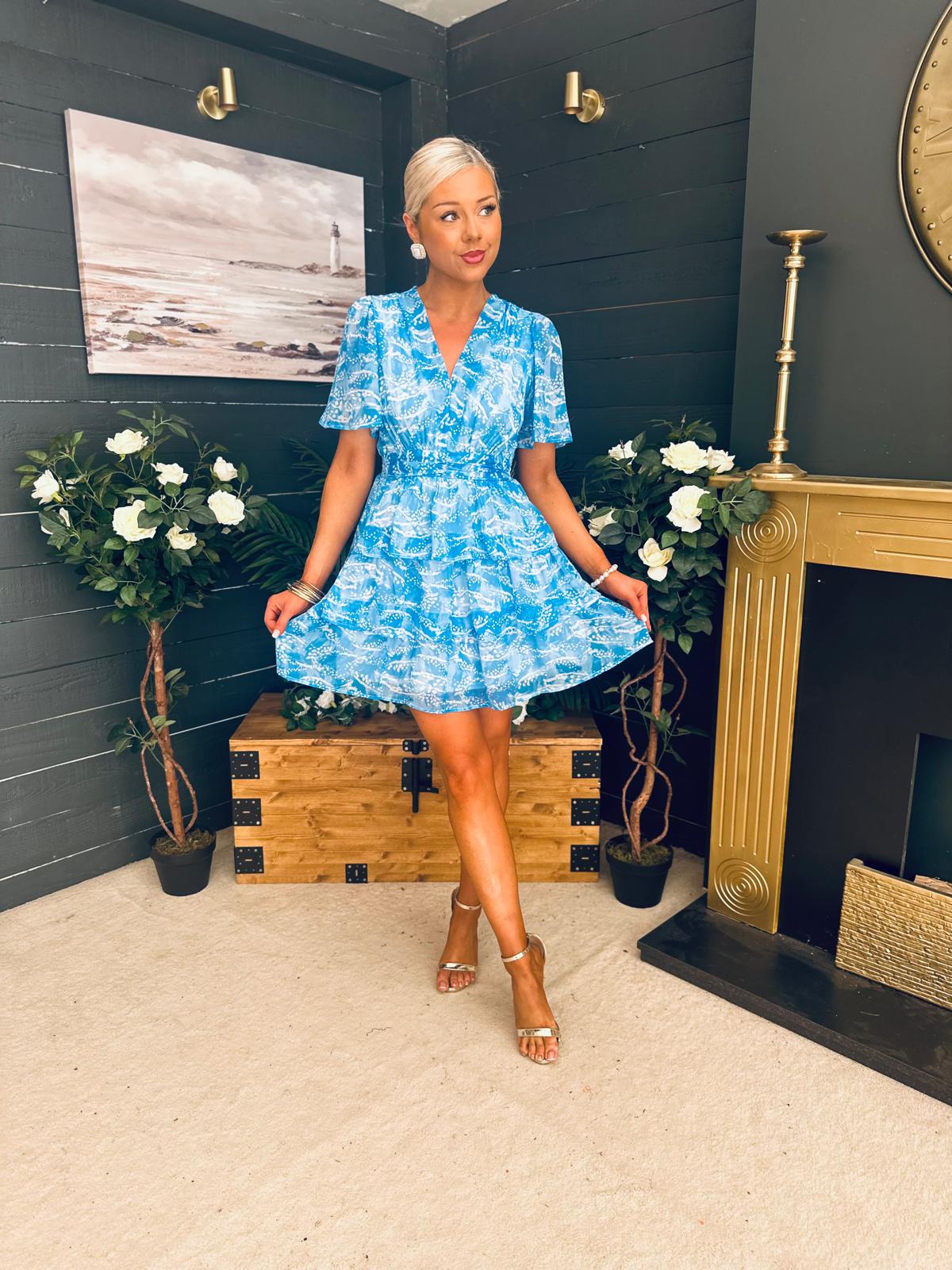 Landi Tiered Mini Dress Splash Blue