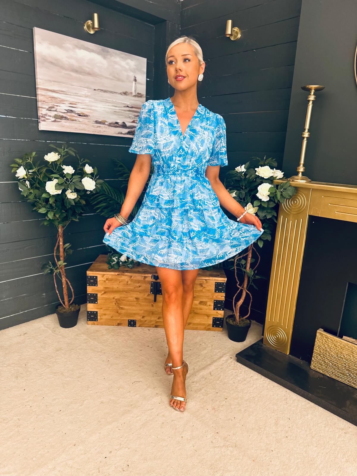 Landi Tiered Mini Dress Splash Blue