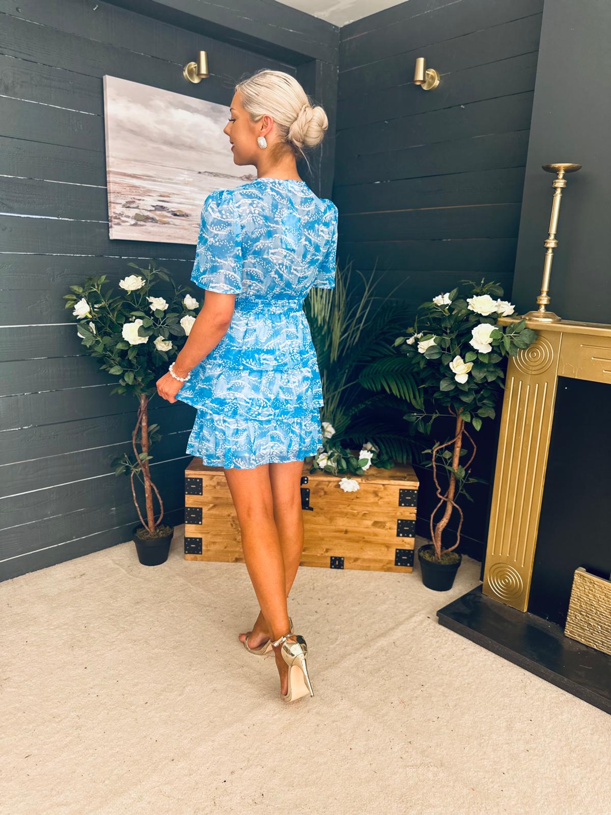 Landi Tiered Mini Dress Splash Blue