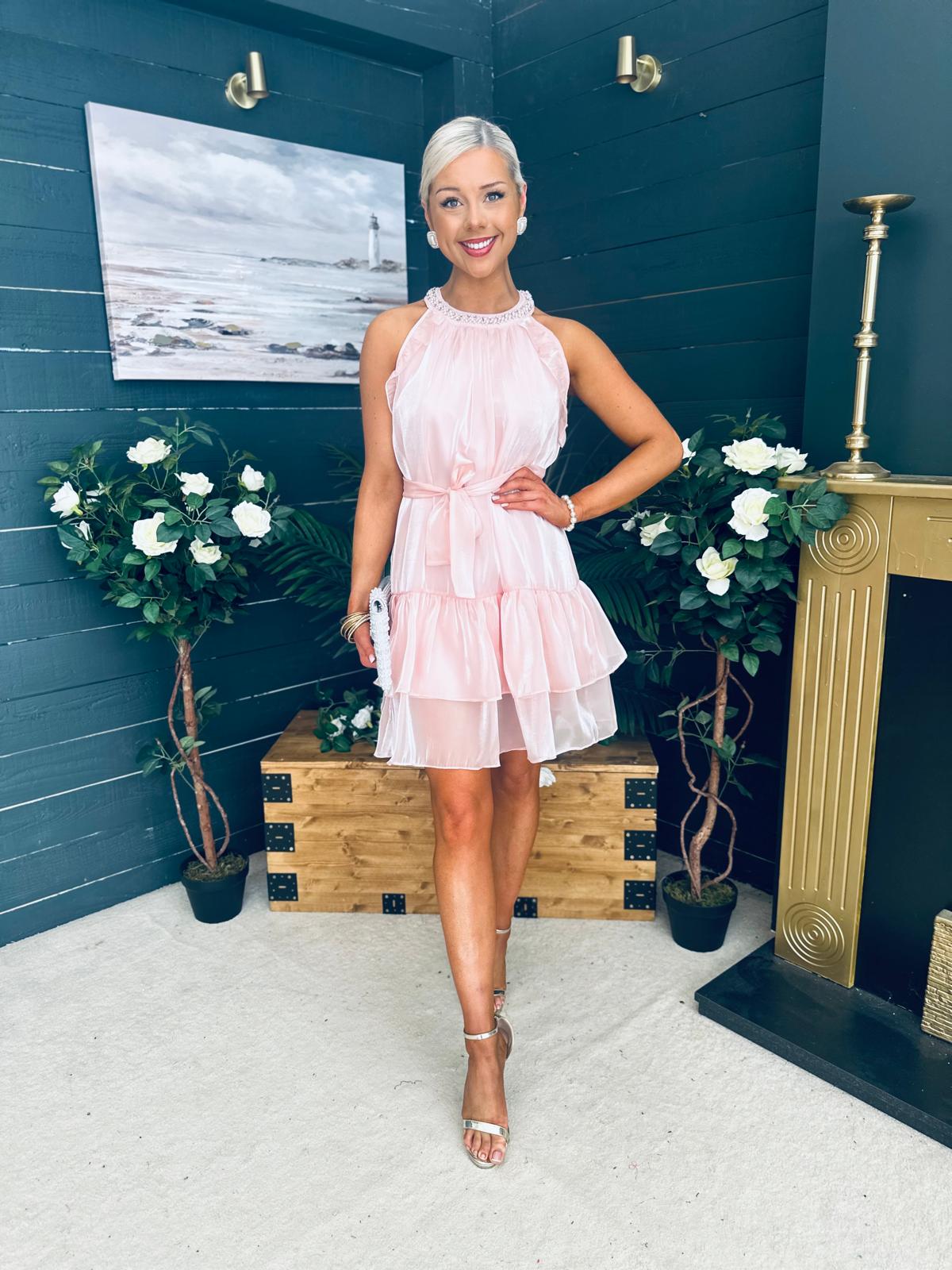 Sandy Embellished Occasion Mini Dress Pwr Pink
