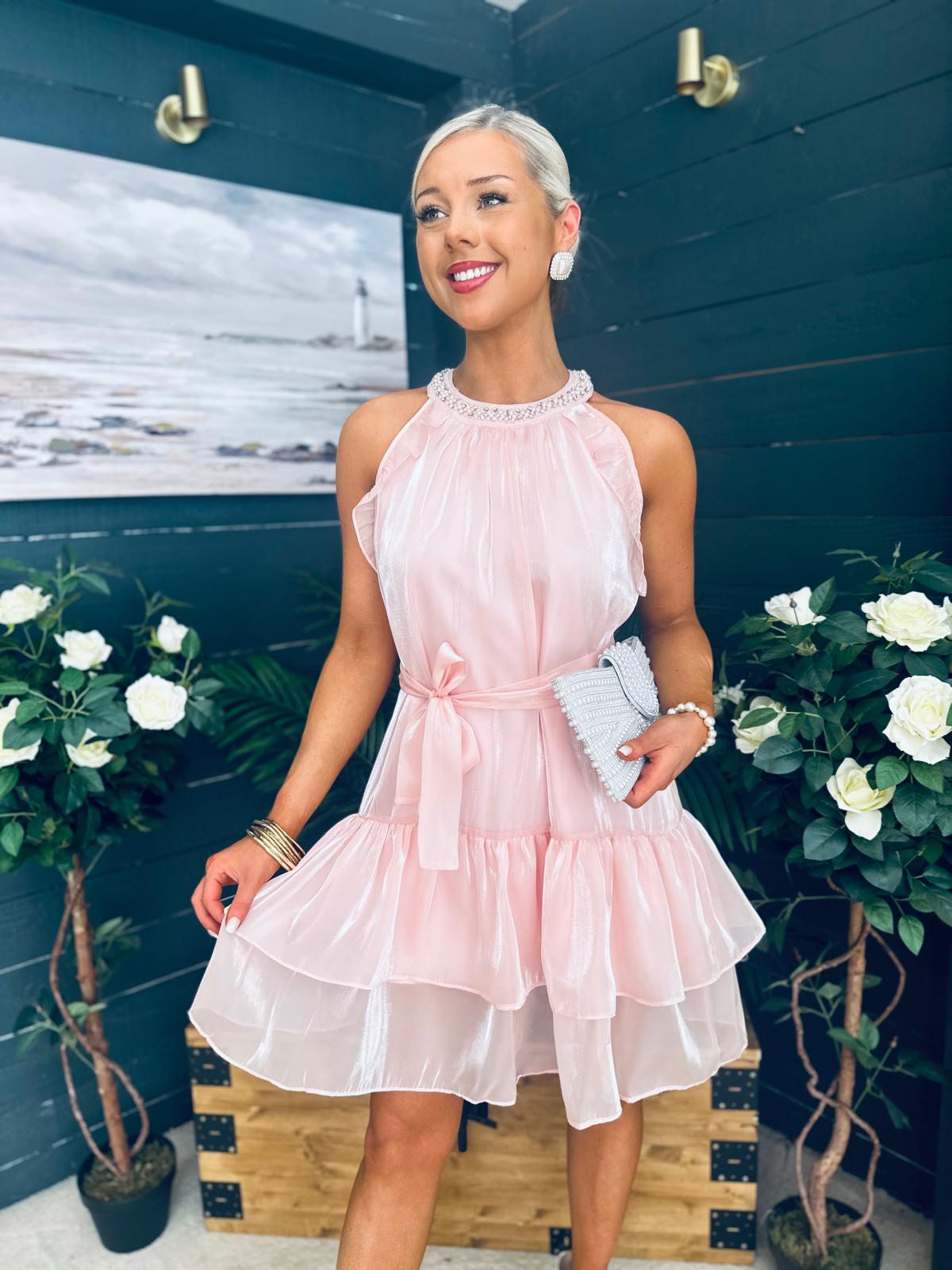 Sandy Embellished Occasion Mini Dress Pwr Pink