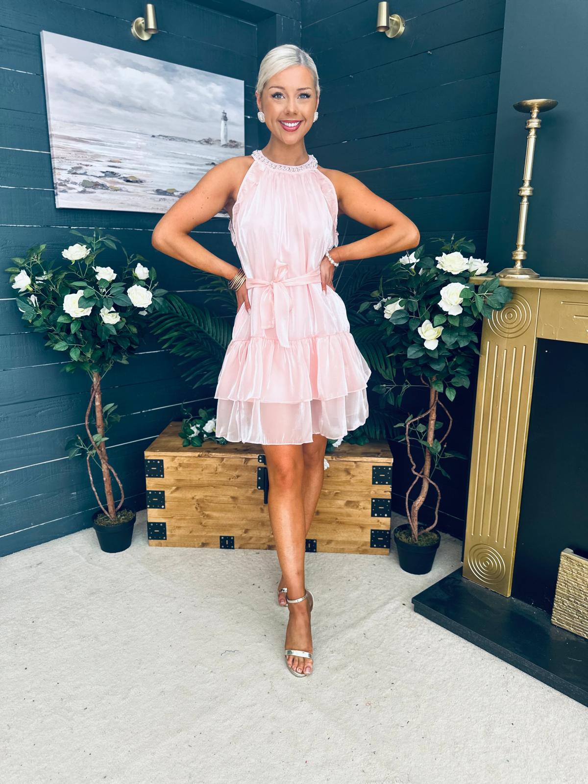 Sandy Embellished Occasion Mini Dress Pwr Pink