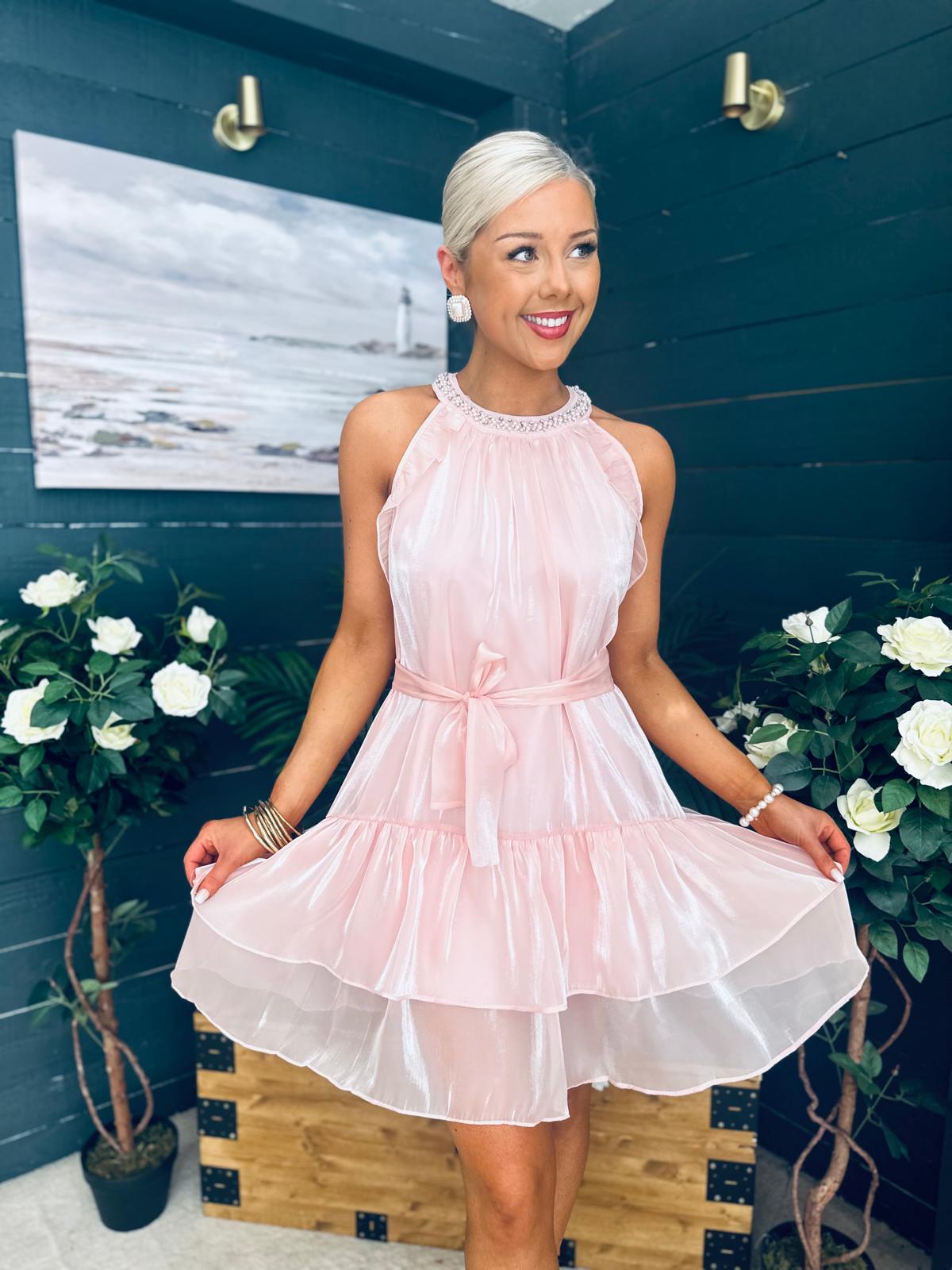 Sandy Embellished Occasion Mini Dress Pwr Pink