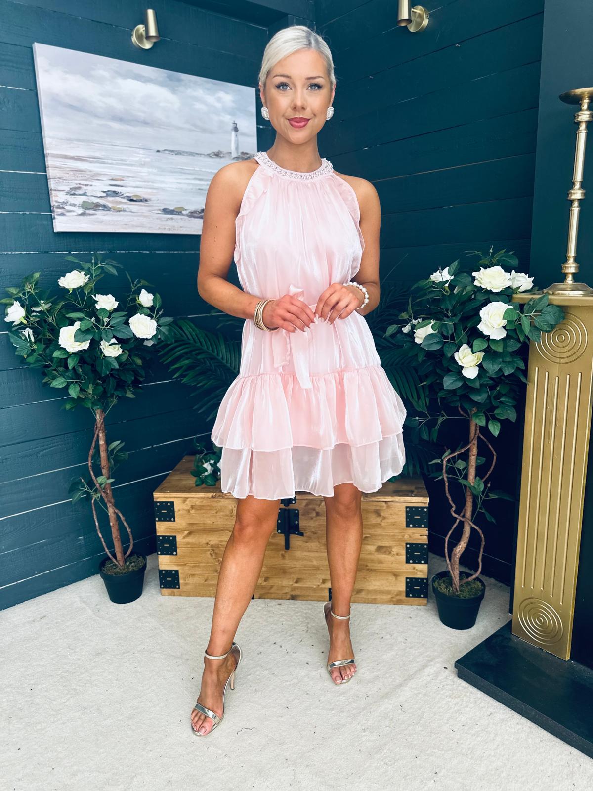 Sandy Embellished Occasion Mini Dress Pwr Pink