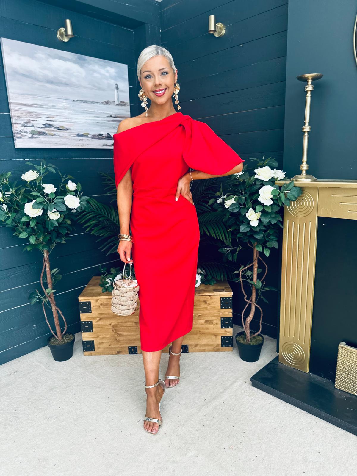 Miranda Detailed Occasion Dress Red