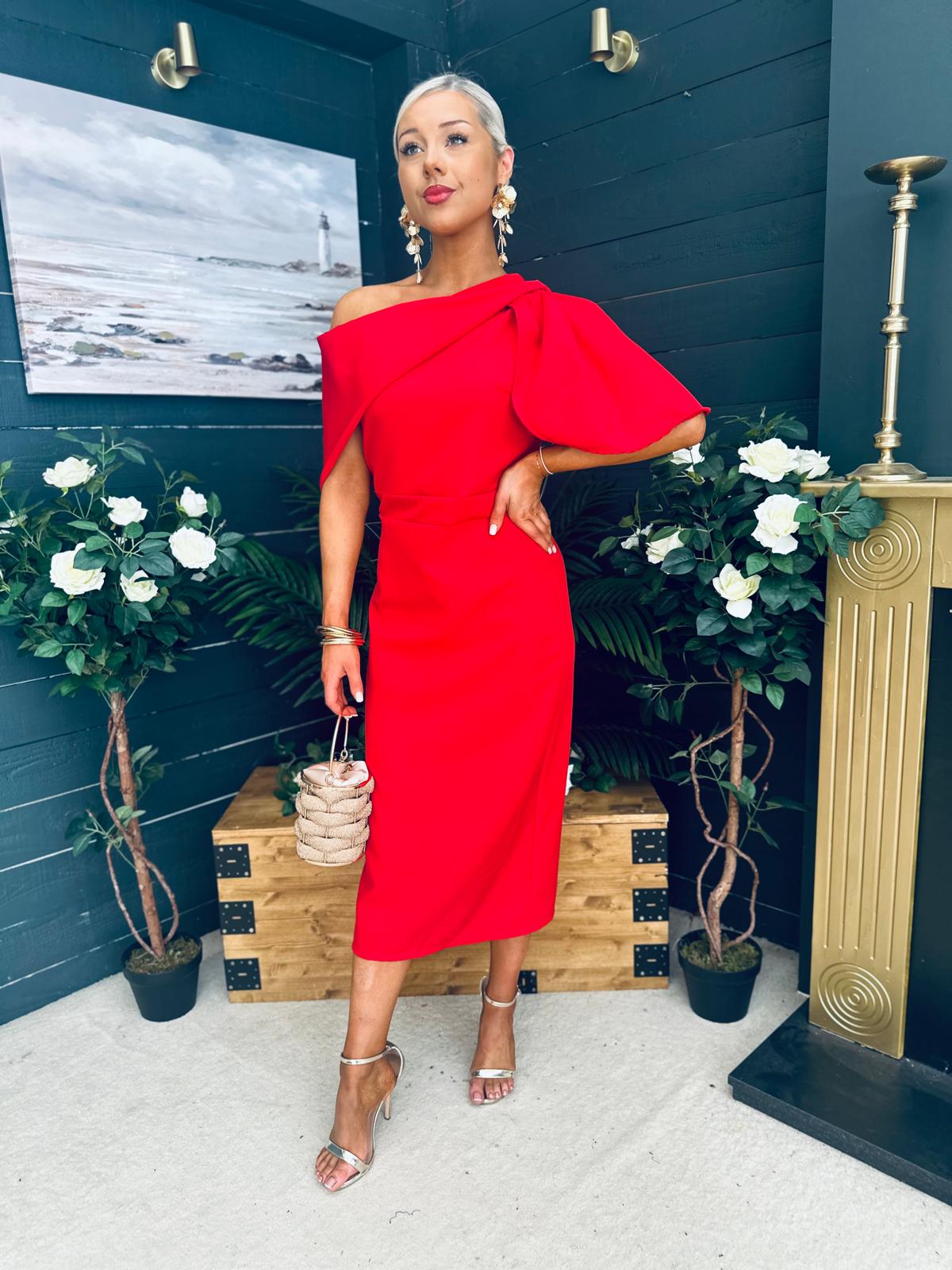 Miranda Detailed Occasion Dress Red