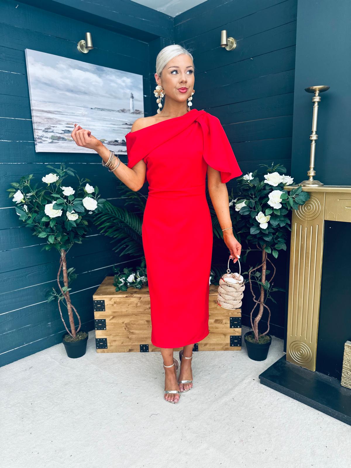 Miranda Detailed Occasion Dress Red