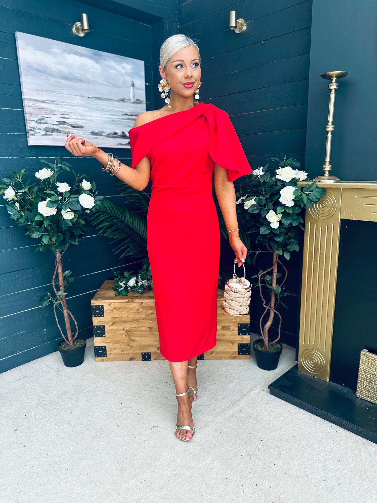 Miranda Detailed Occasion Dress Red