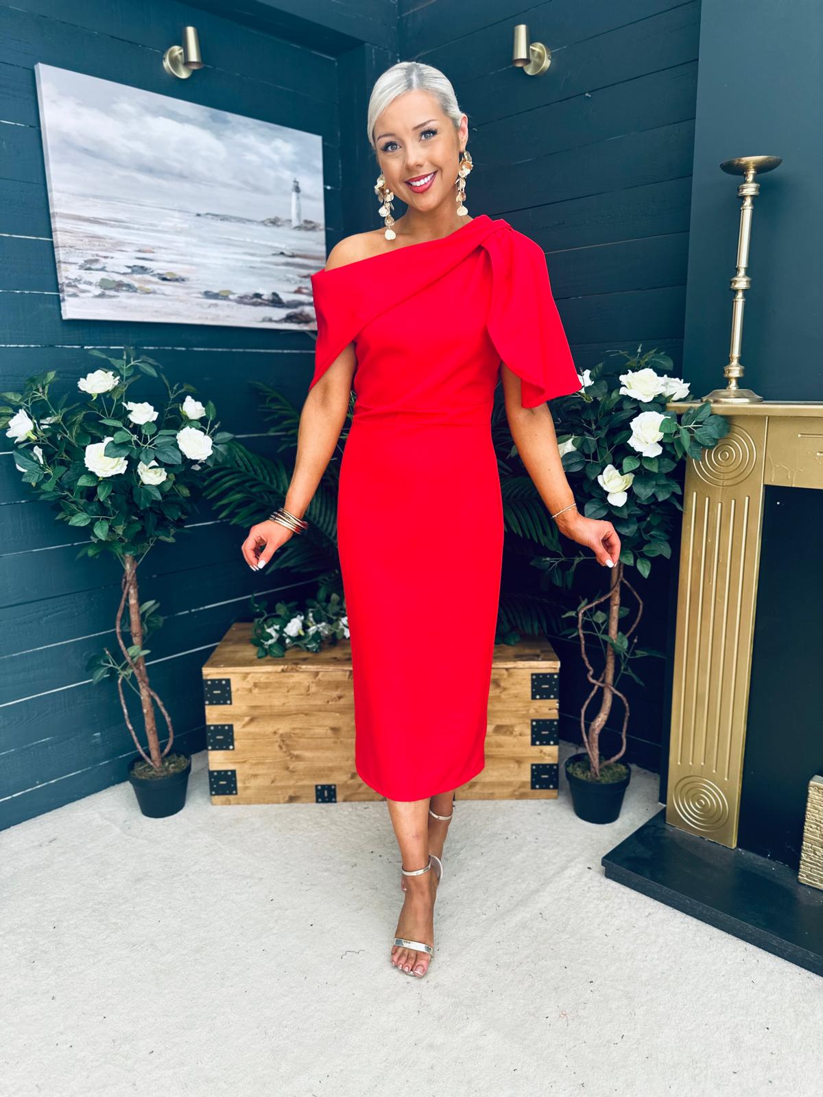 Miranda Detailed Occasion Dress Red