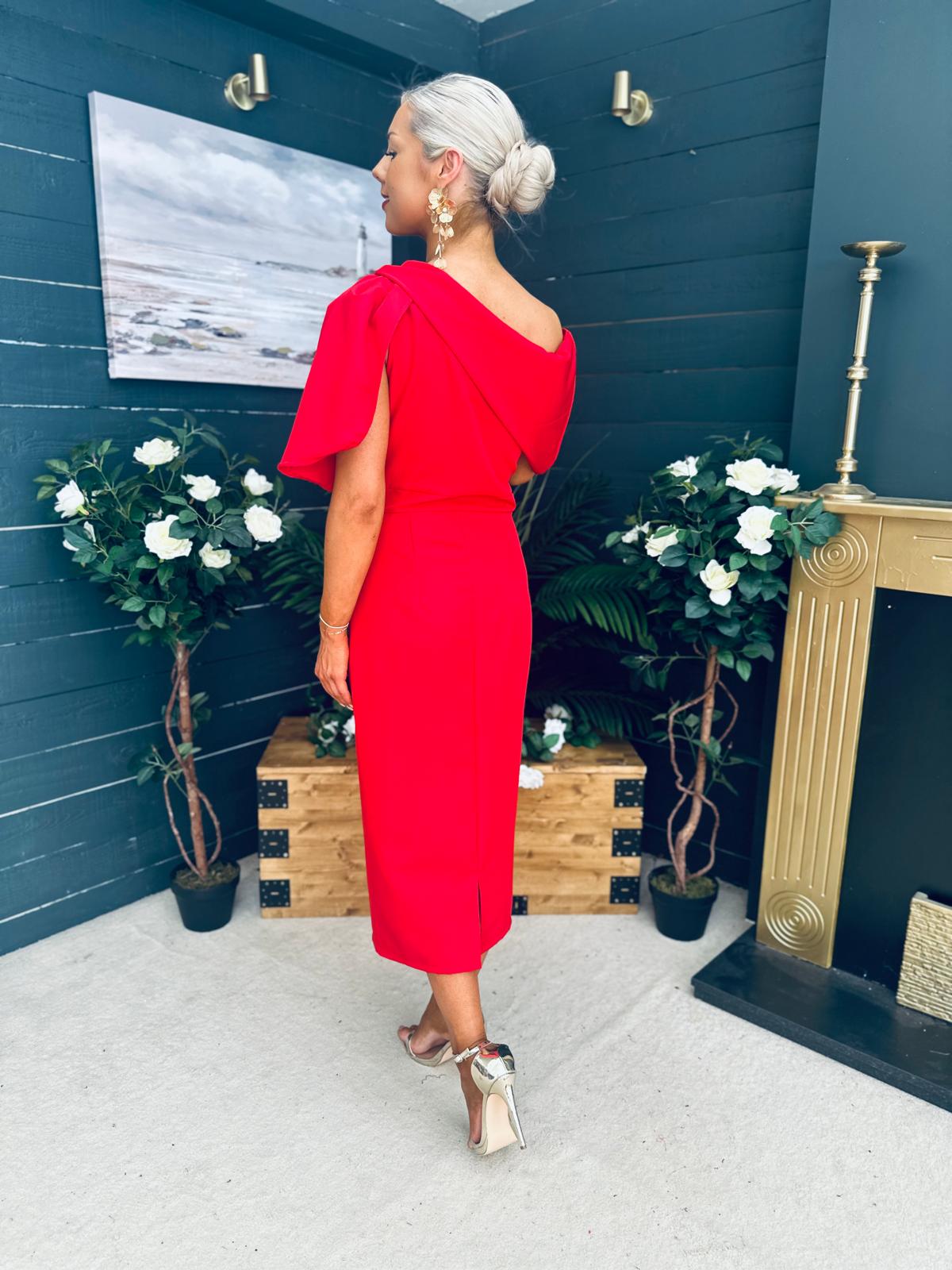 Miranda Detailed Occasion Dress Red