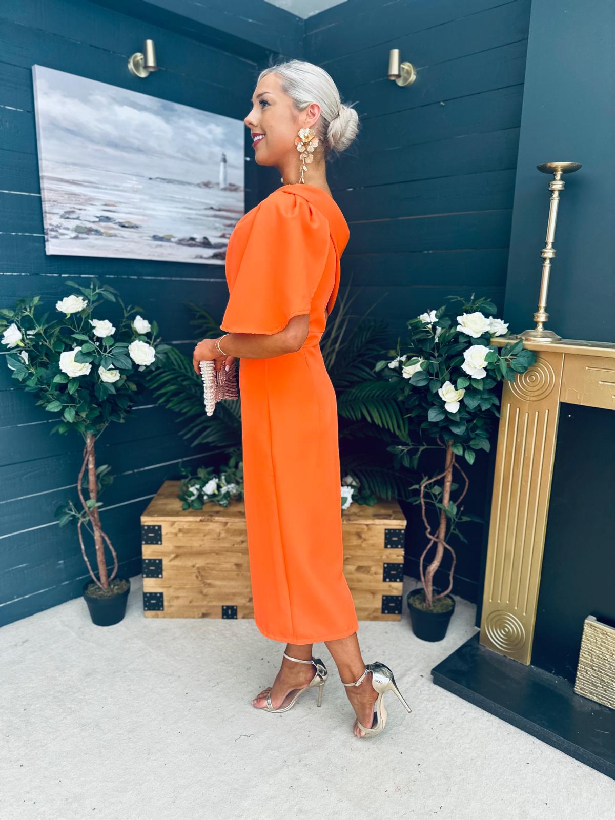 Miranda Detailed Occasion Dress Orange