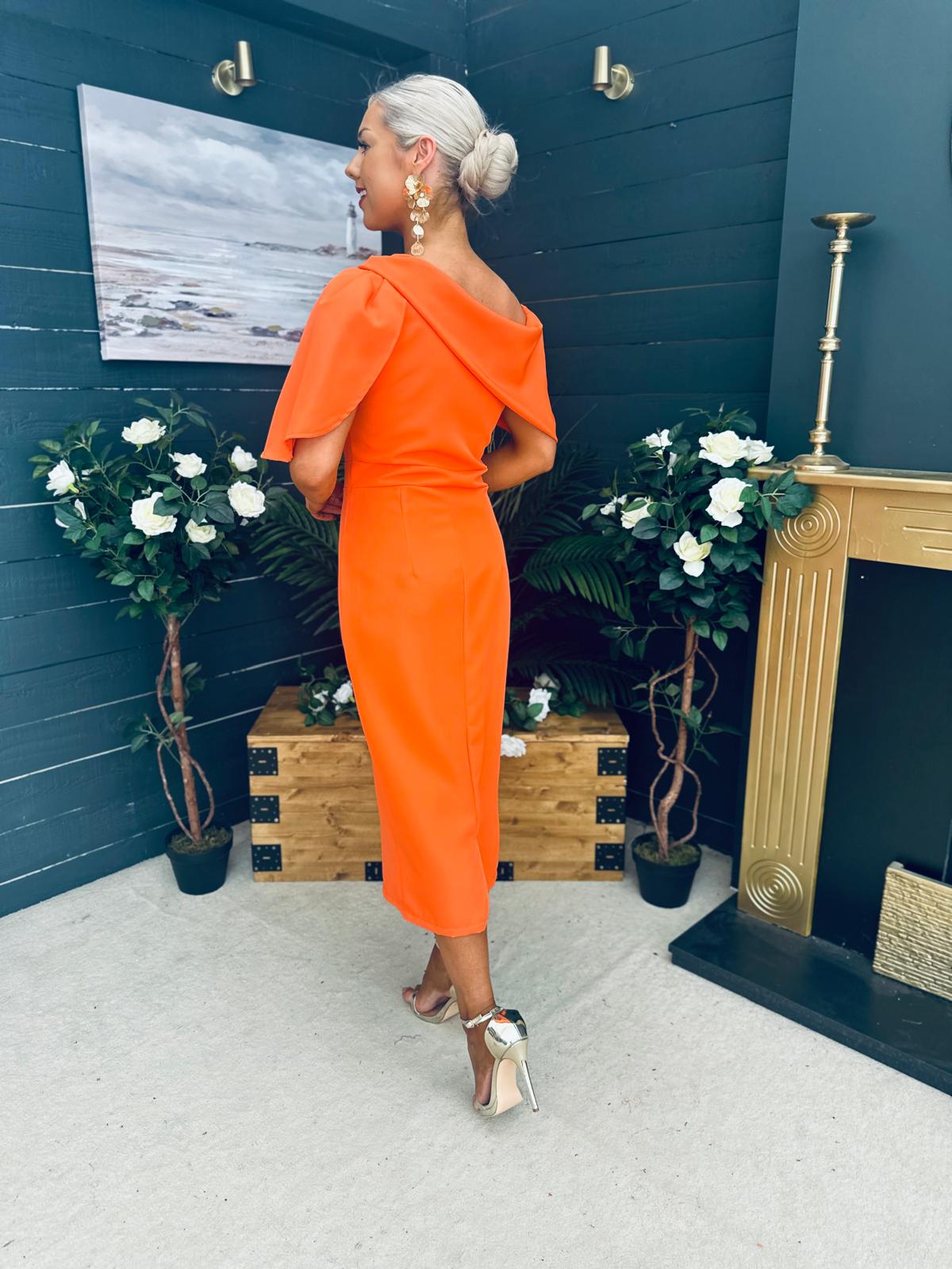 Miranda Detailed Occasion Dress Orange