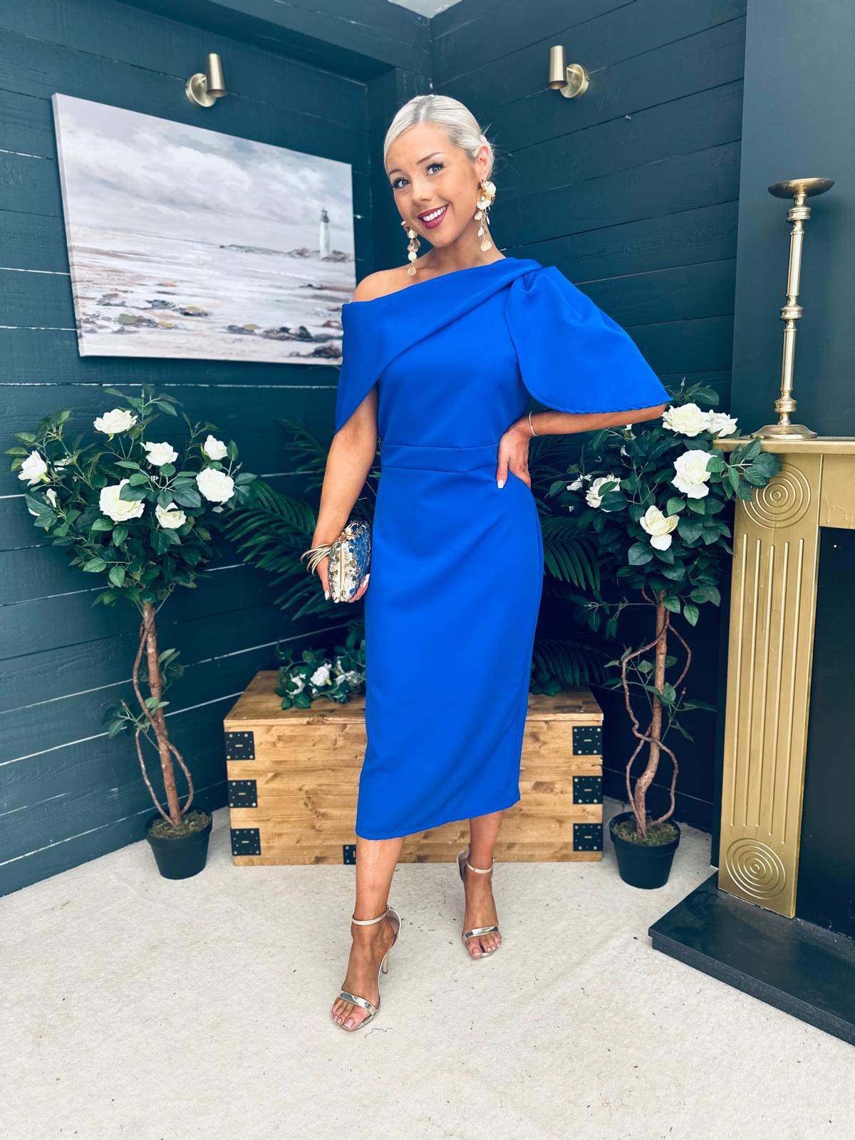 Miranda Detailed Occasion Dress Cobalt
