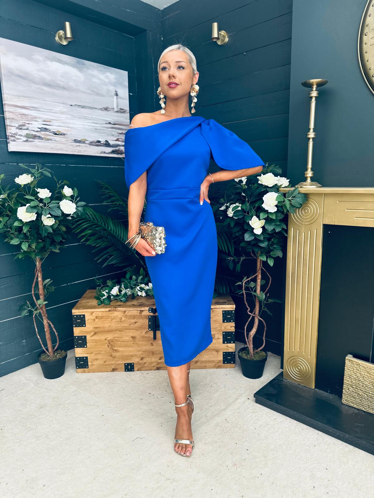 Miranda Detailed Occasion Dress Cobalt