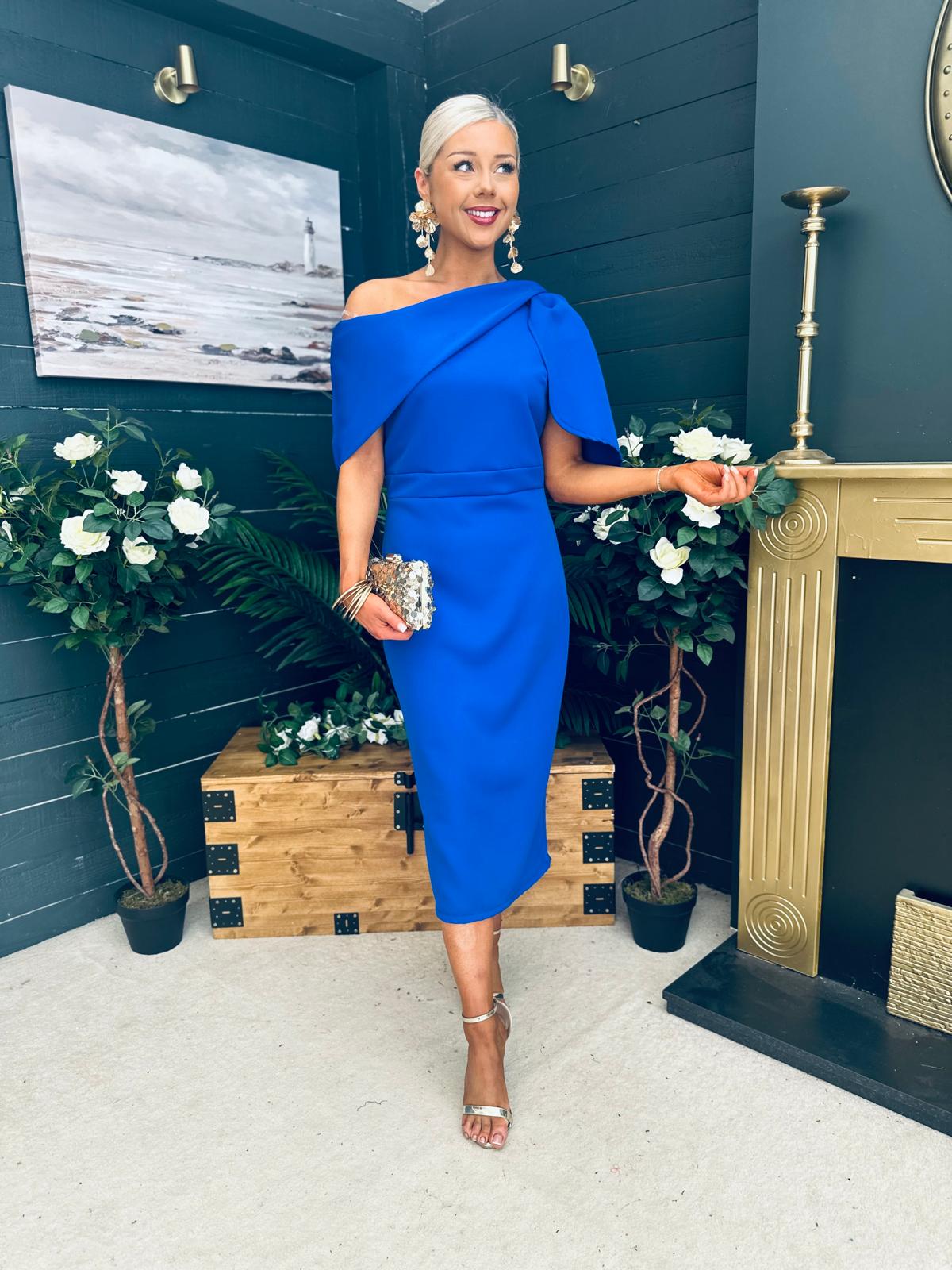 Miranda Detailed Occasion Dress Cobalt