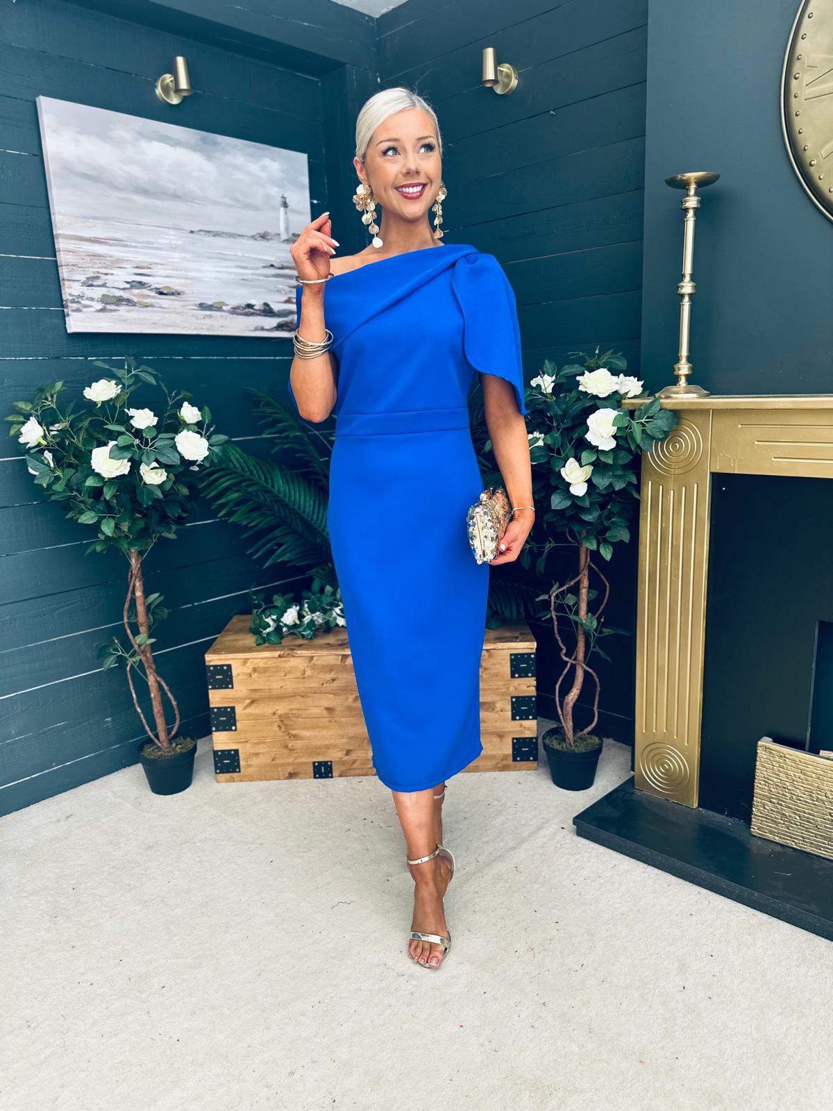 Miranda Detailed Occasion Dress Cobalt