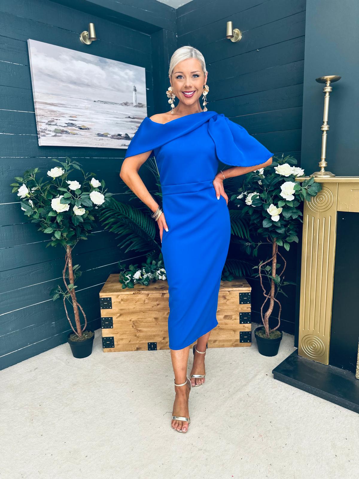 Miranda Detailed Occasion Dress Cobalt