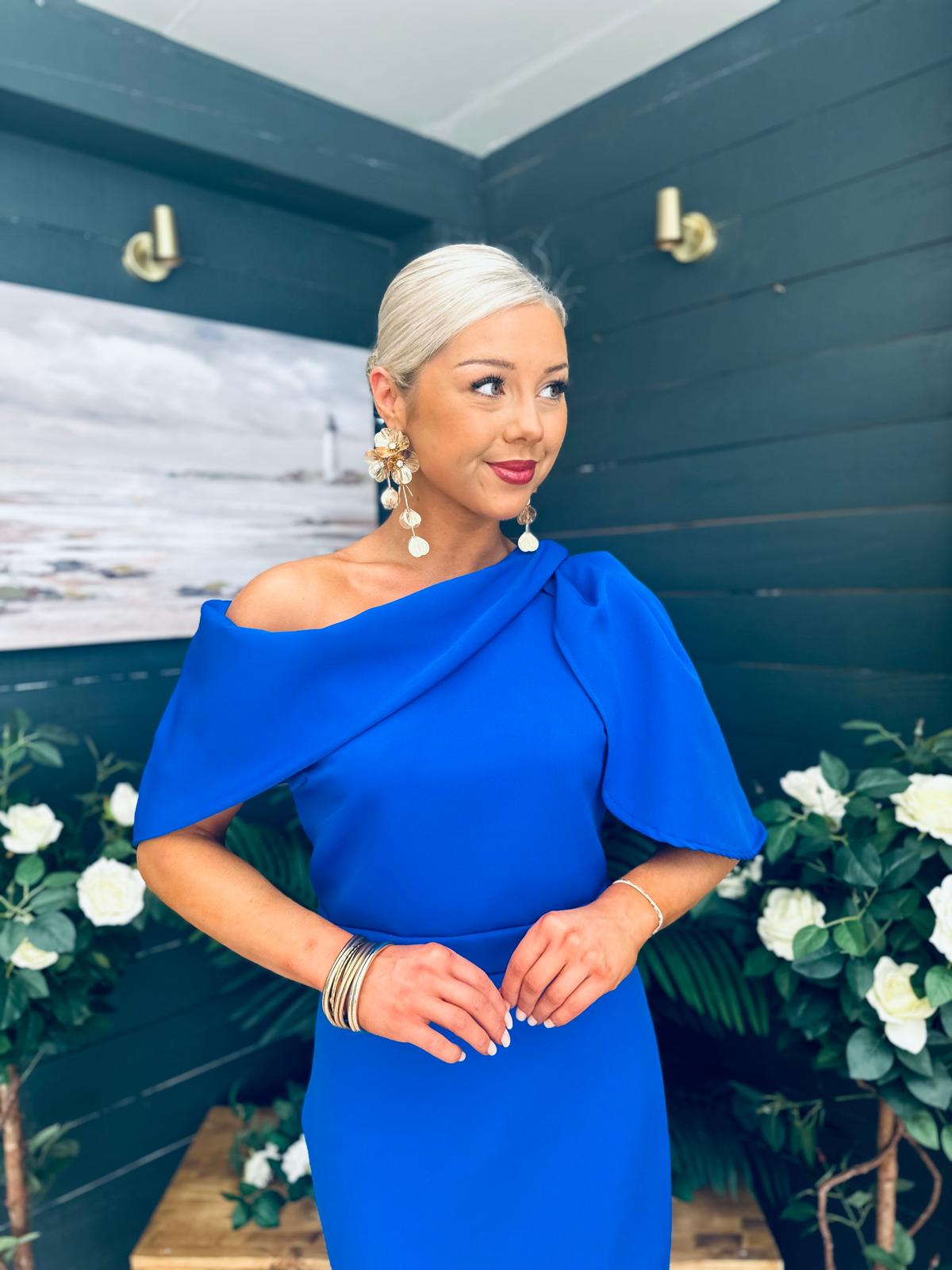 Miranda Detailed Occasion Dress Cobalt