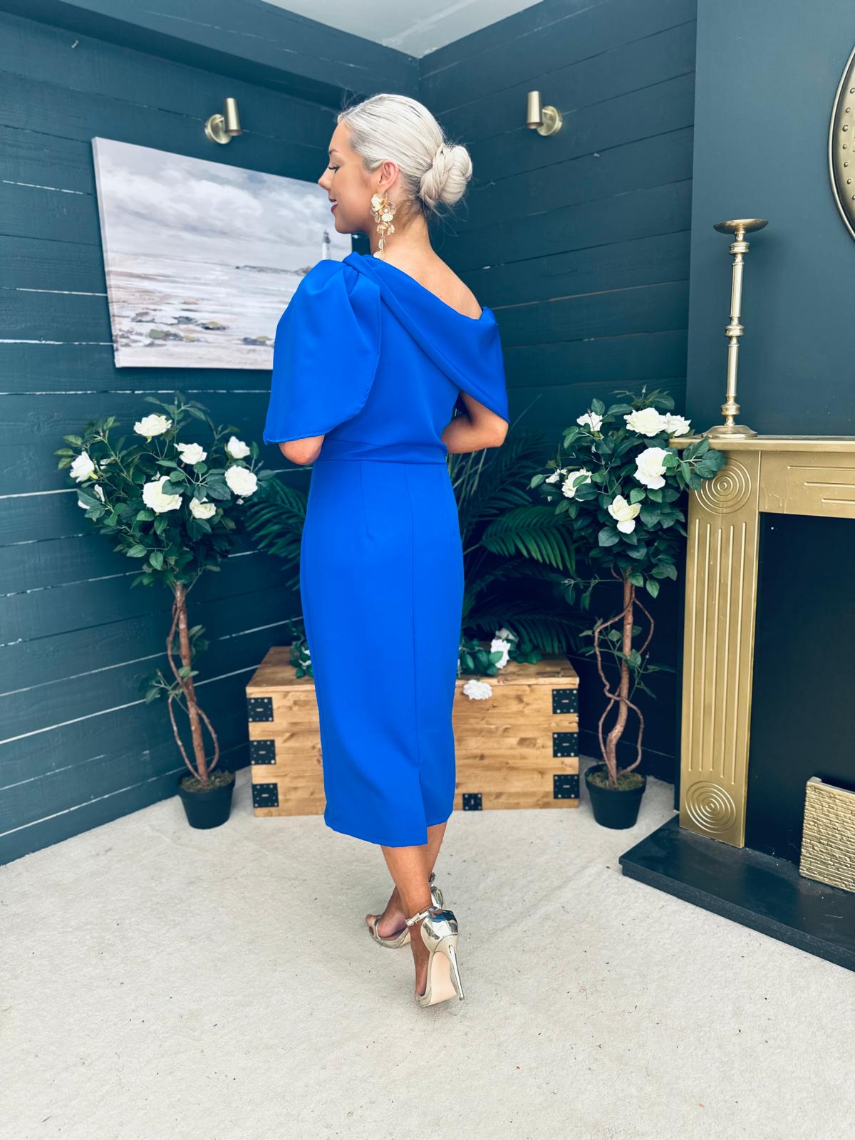 Miranda Detailed Occasion Dress Cobalt