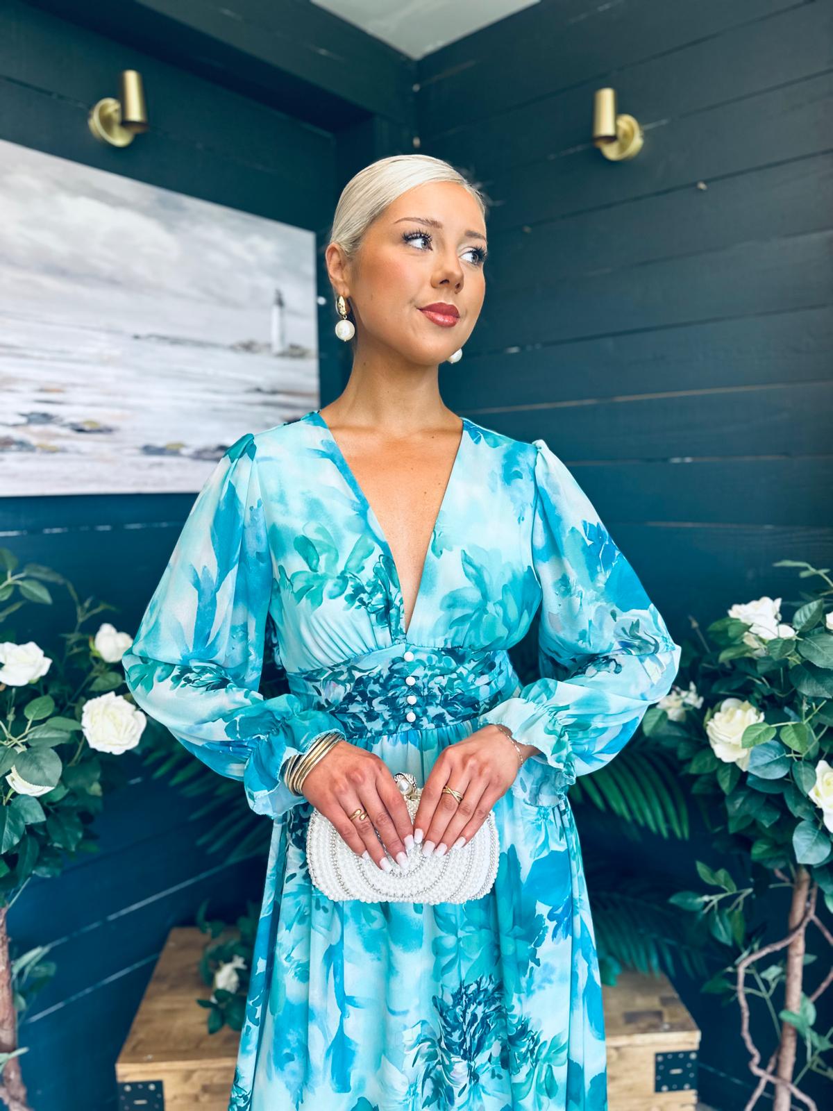 Bailey Banded Midi Dress Floral Marine