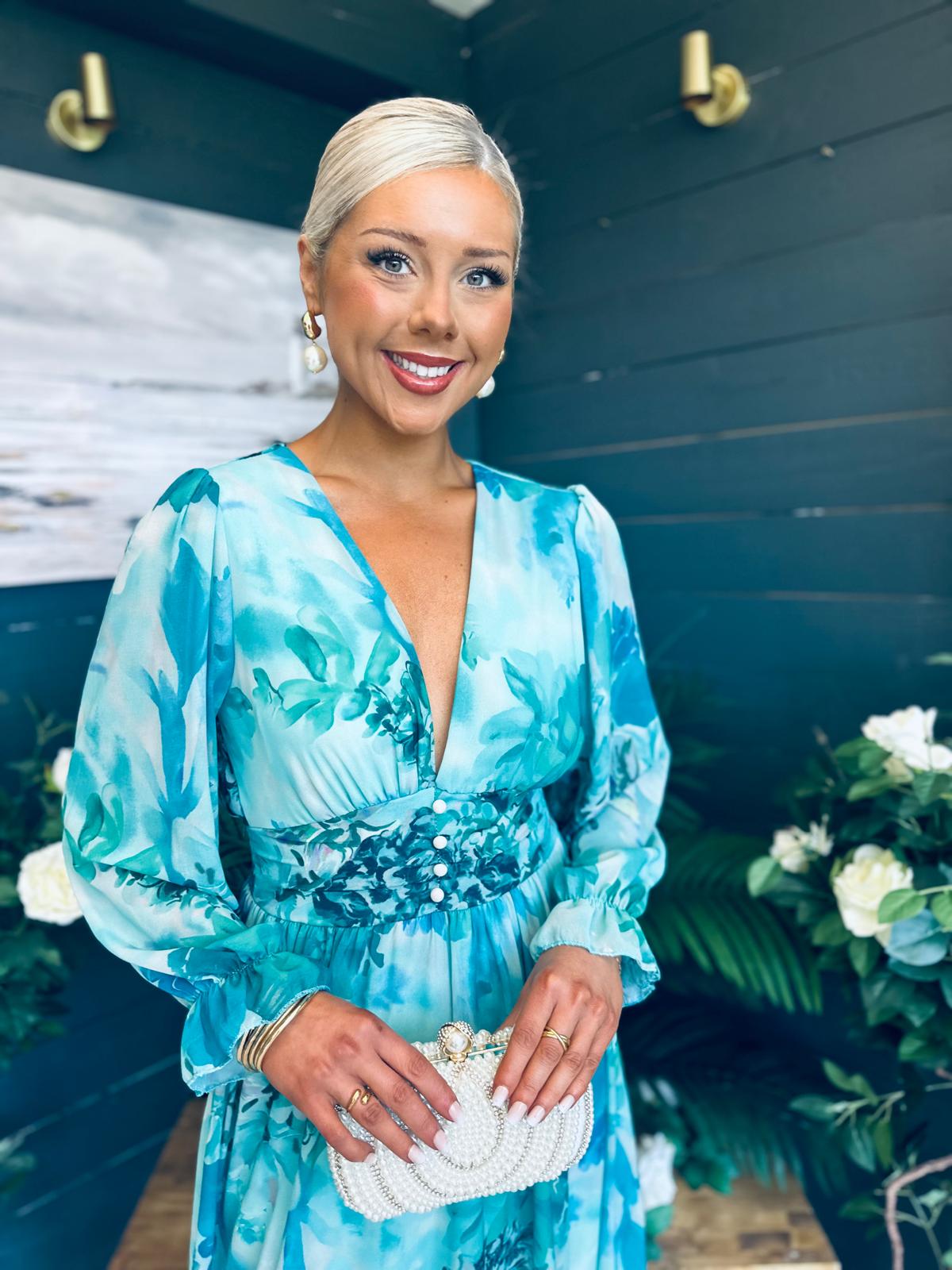 Bailey Banded Midi Dress Floral Marine